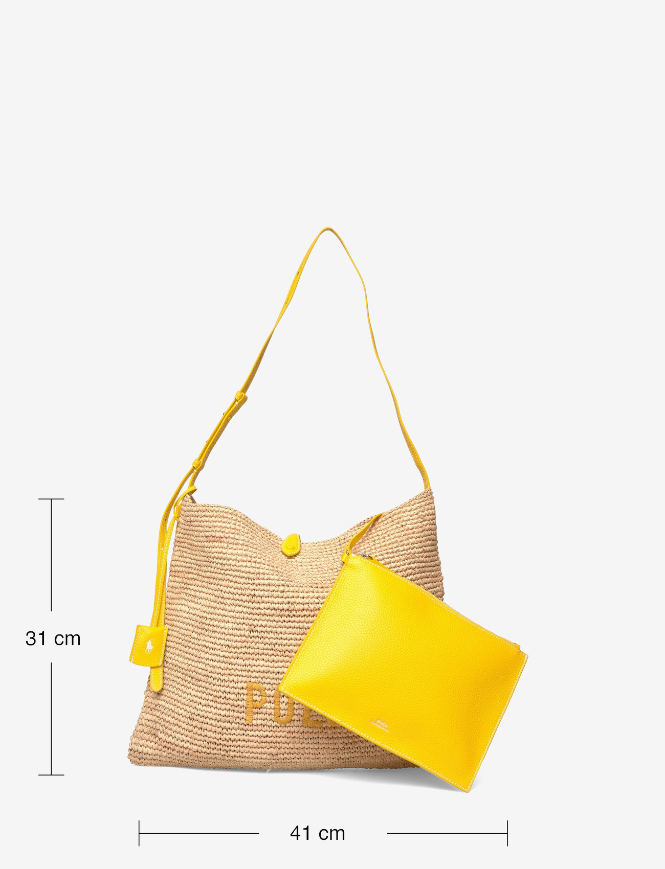 Polo Ralph Lauren - Polo Play Raffia Messenger Bag - strandtaschen - natural/canary ye - 3