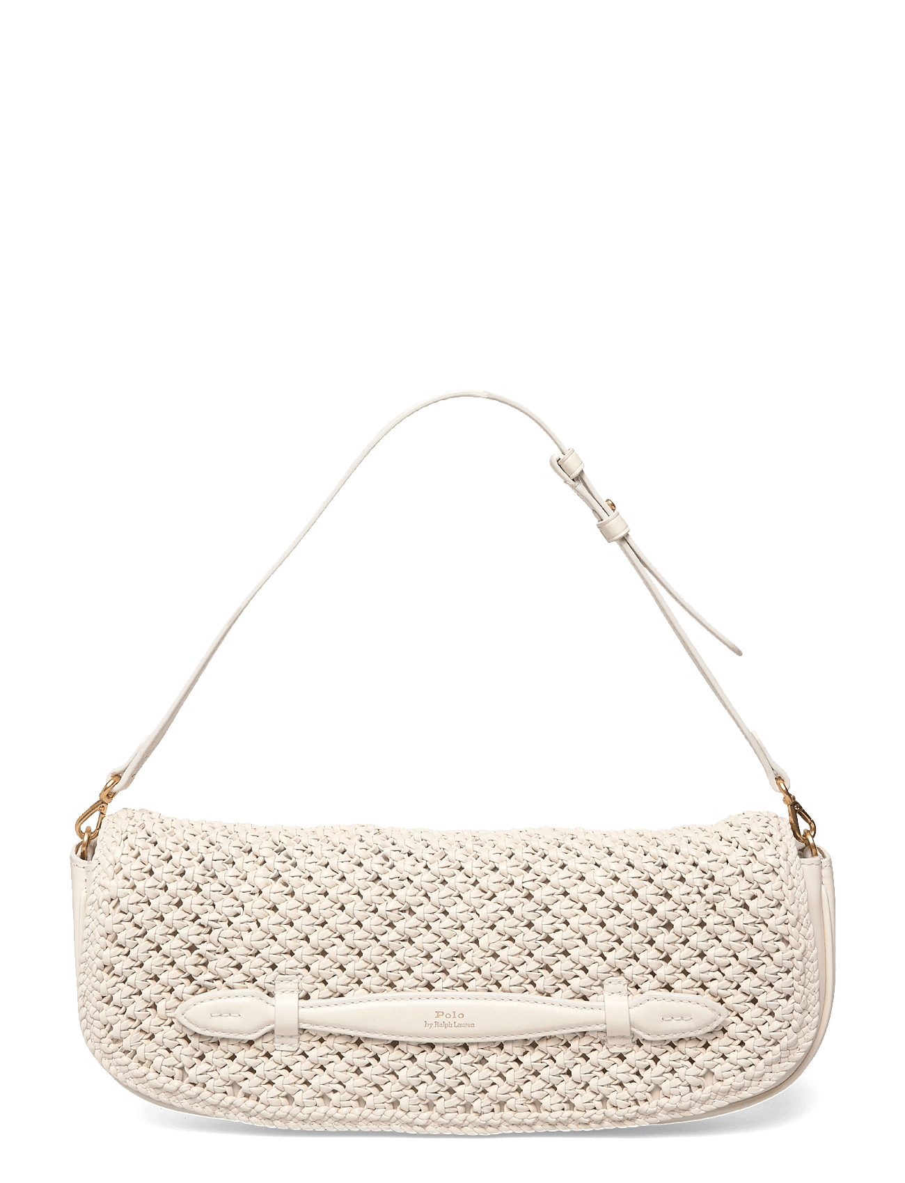 Bellport Woven Leather Long-Flap Clutch Cream Polo Ralph Lauren