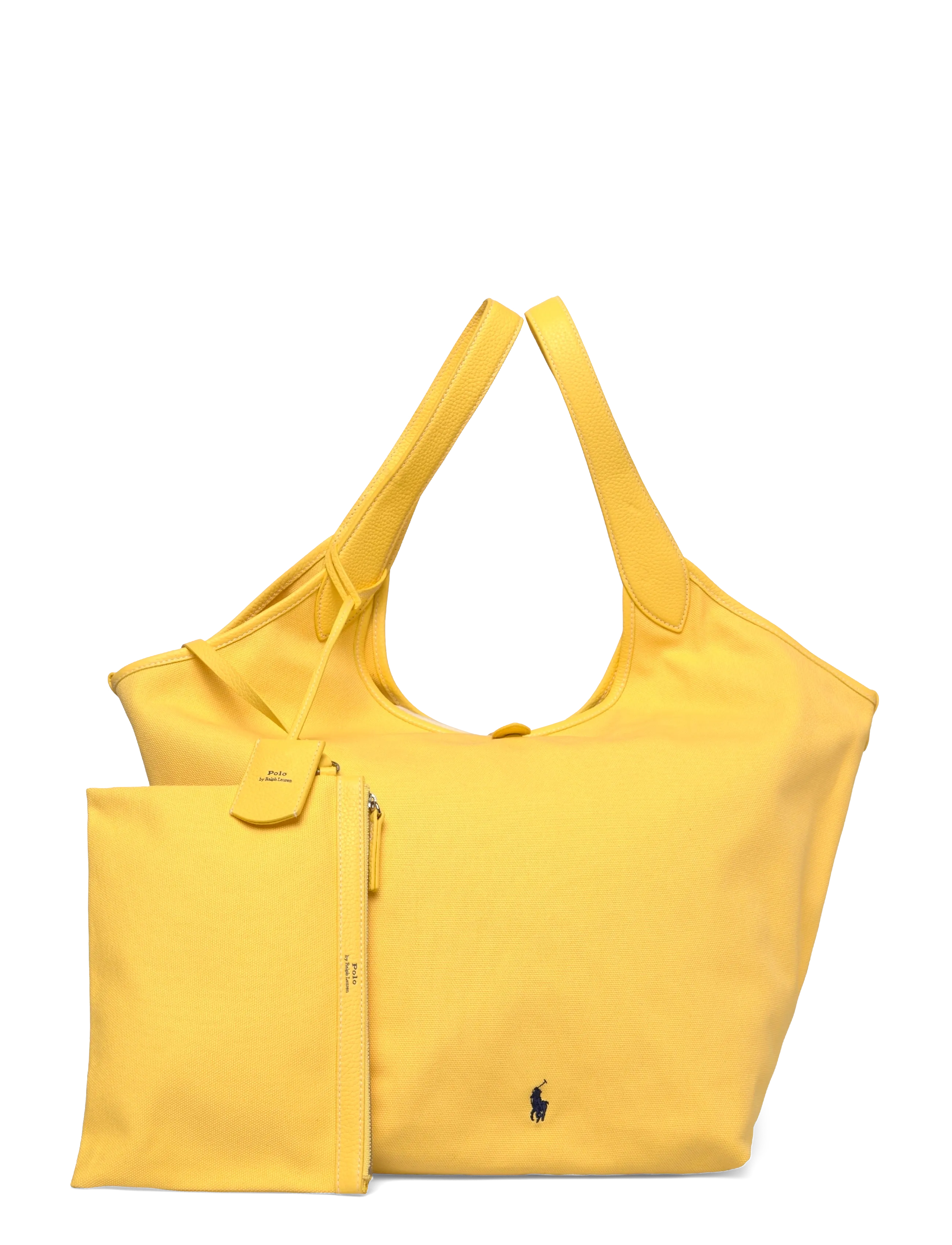 Polo Ralph Lauren Polo Play Canvas-Leather Large Tote, Kvinder, Stor Lærredstaske, Gul, Str: ONE SIZE