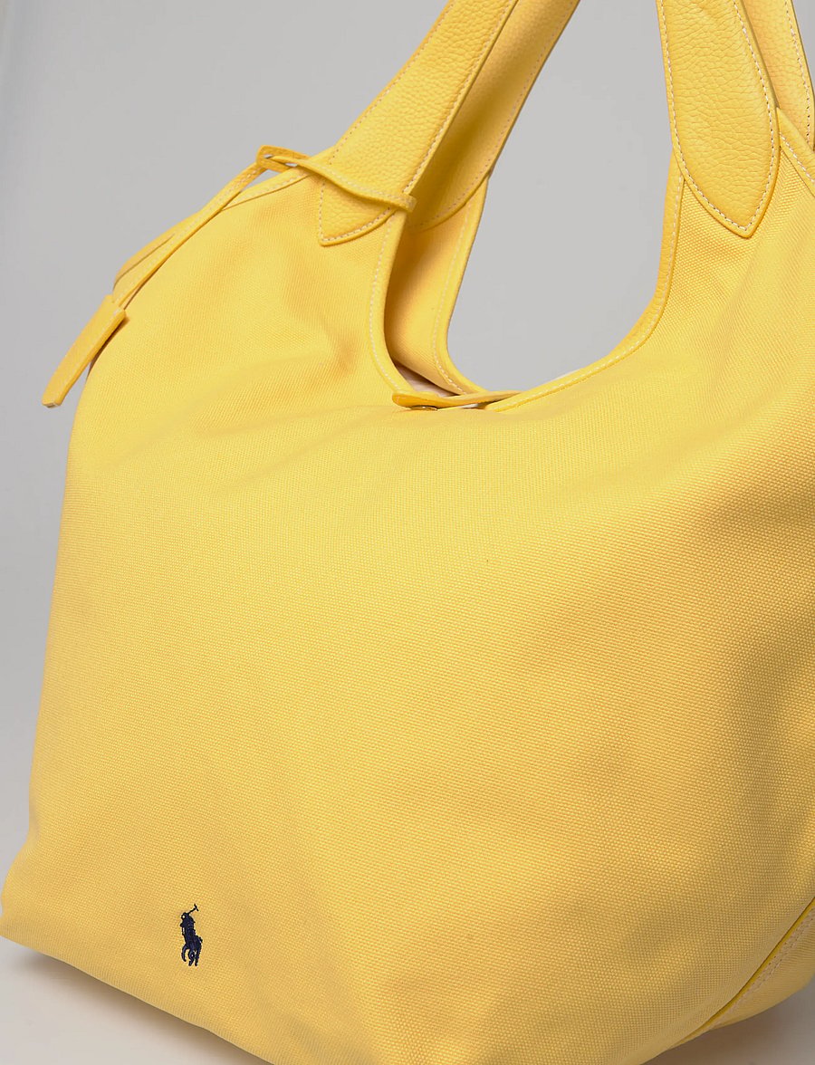 Polo Ralph Lauren - Polo Play Canvas-Leather Large Tote - kandekotid - collegiate yellow - 4