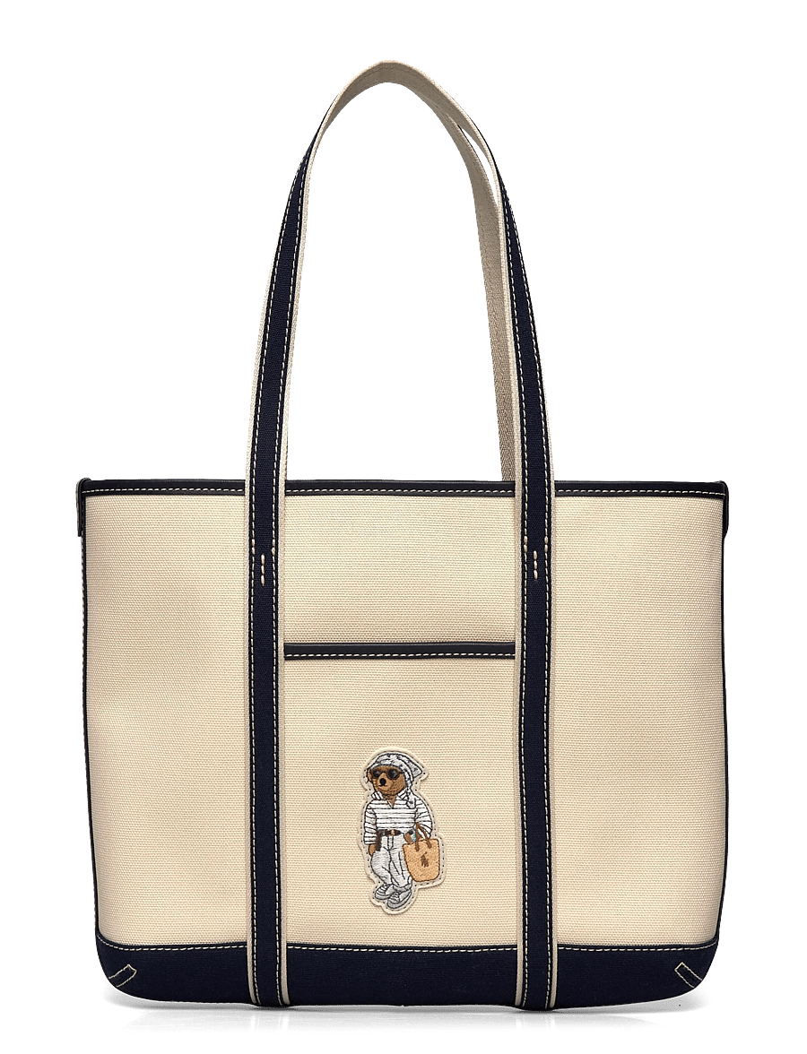 Polo Ralph Lauren - Polo Bear Canvas Small Shopper Tote - tote bags - ecru/newport navy - 0