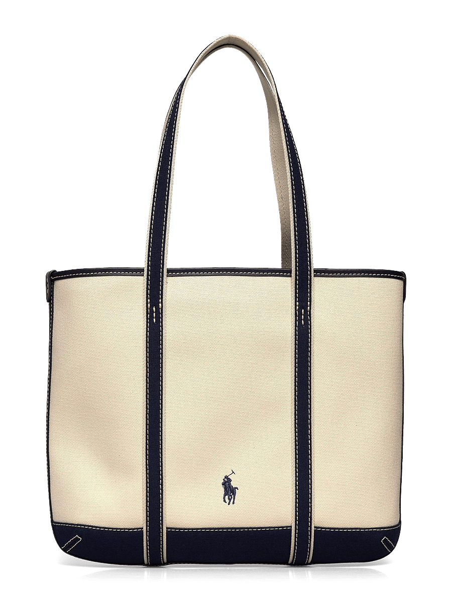 Polo Ralph Lauren - Polo Bear Canvas Small Shopper Tote - tote bags - ecru/newport navy - 1