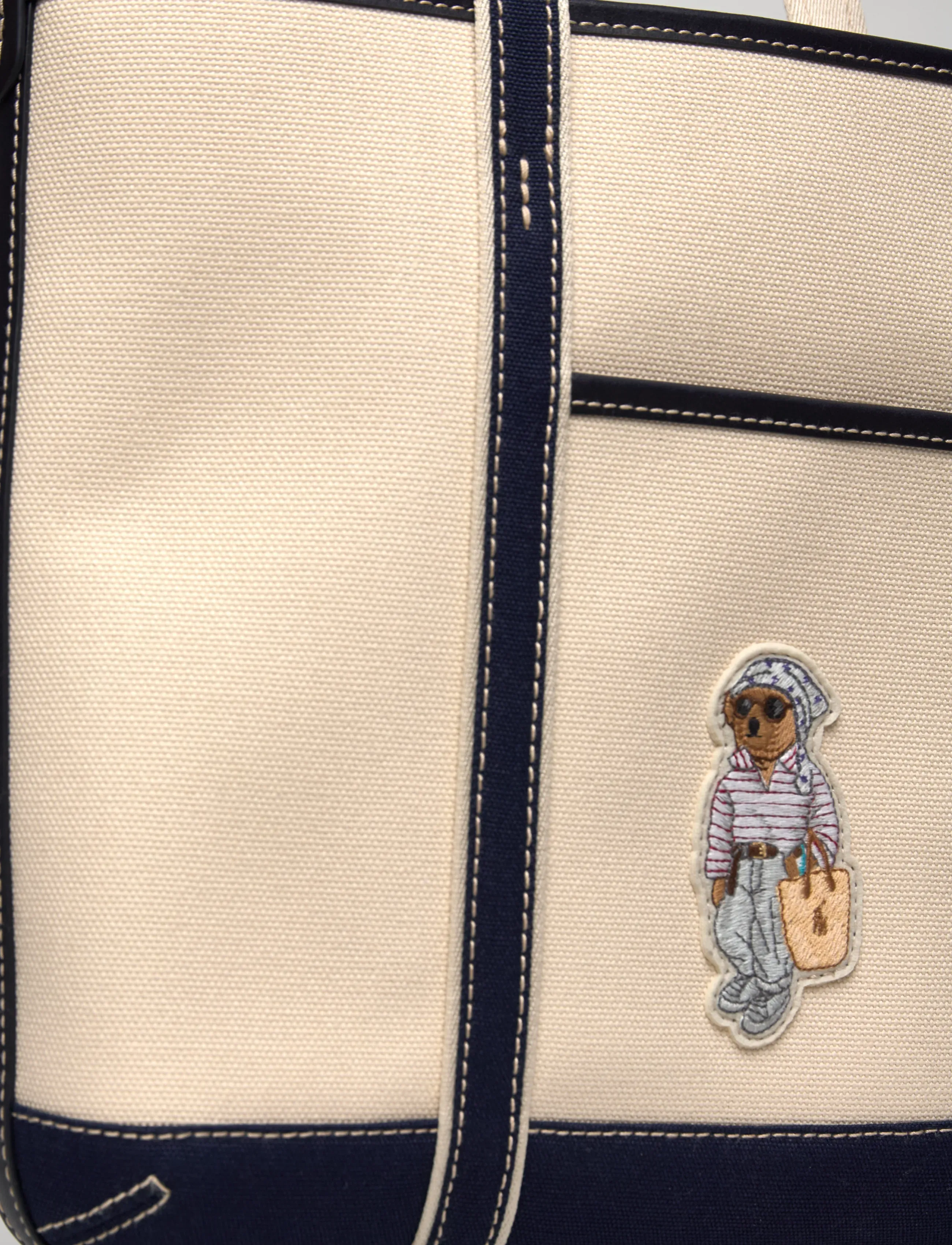 Polo Ralph Lauren - Polo Bear Canvas Small Shopper Tote - tote bags - ecru/newport navy - 4