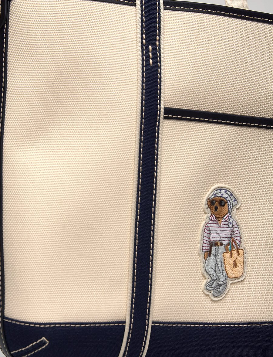 Polo Ralph Lauren - Polo Bear Canvas Small Shopper Tote - tote bags - ecru/newport navy - 4