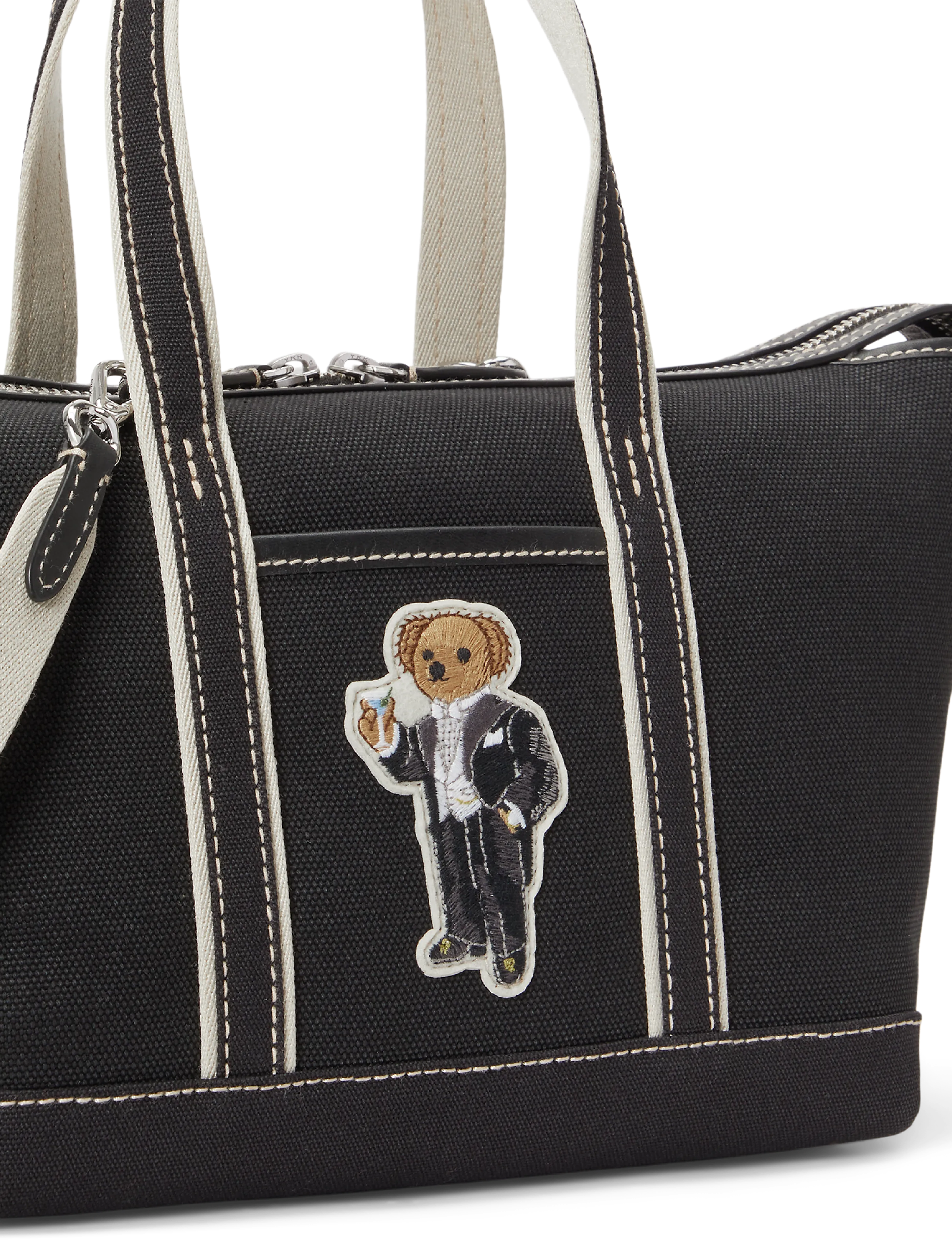 Polo Ralph Lauren - Polo Bear Canvas Mini Shopper Tote - tote bags - black/black - 4