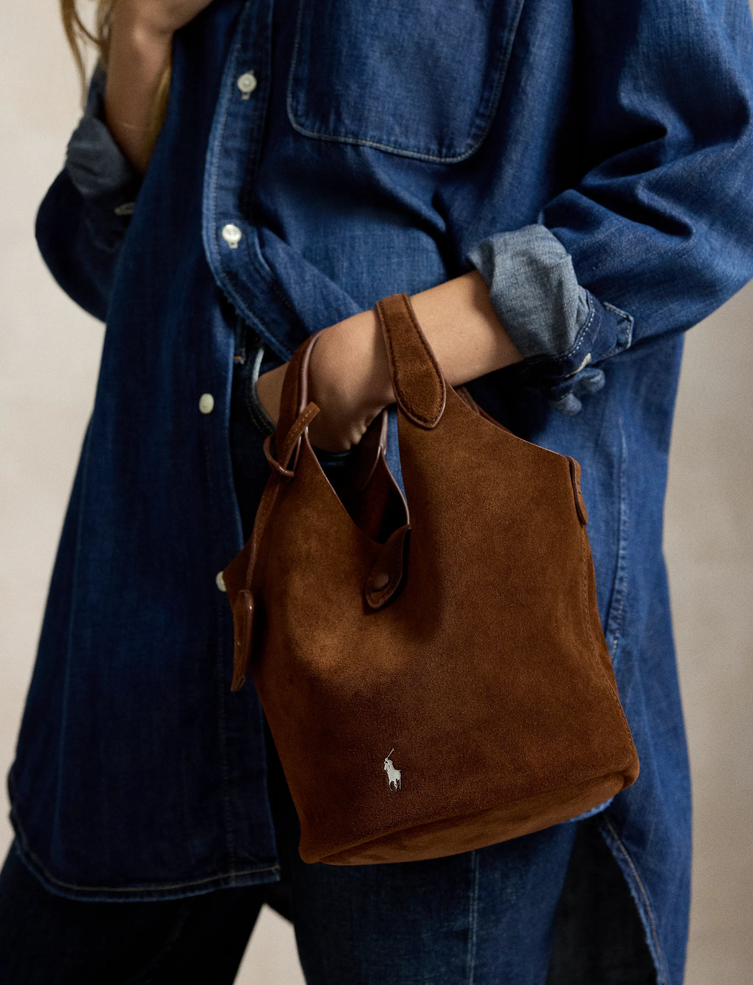 Polo Ralph Lauren Play Suede Small Tote & Crossbody, One Size, Bags, Braun - Crossbody Frauen