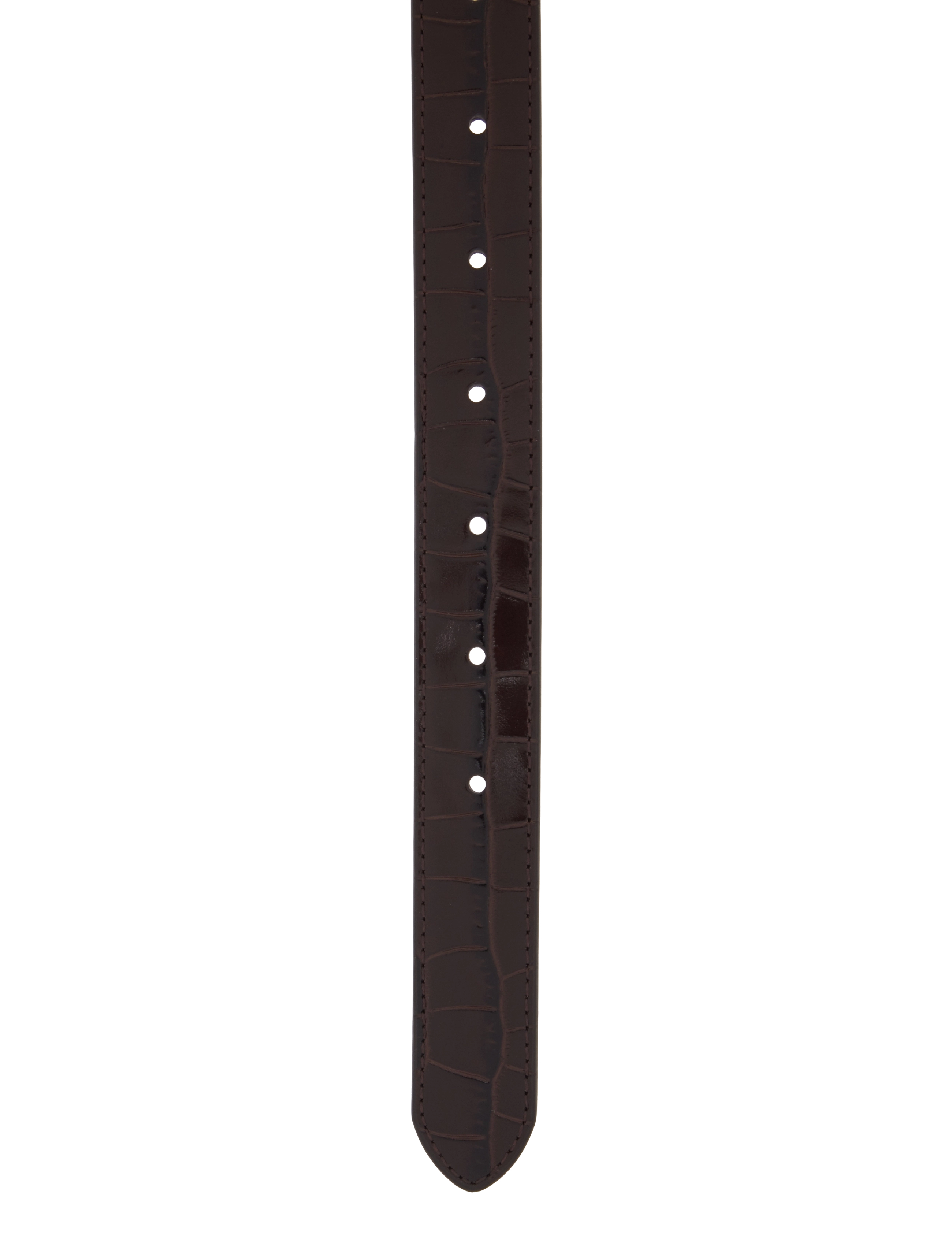Polo Ralph Lauren - Slim Croc-Embossed Double D-Ring Belt - chocolate - 2