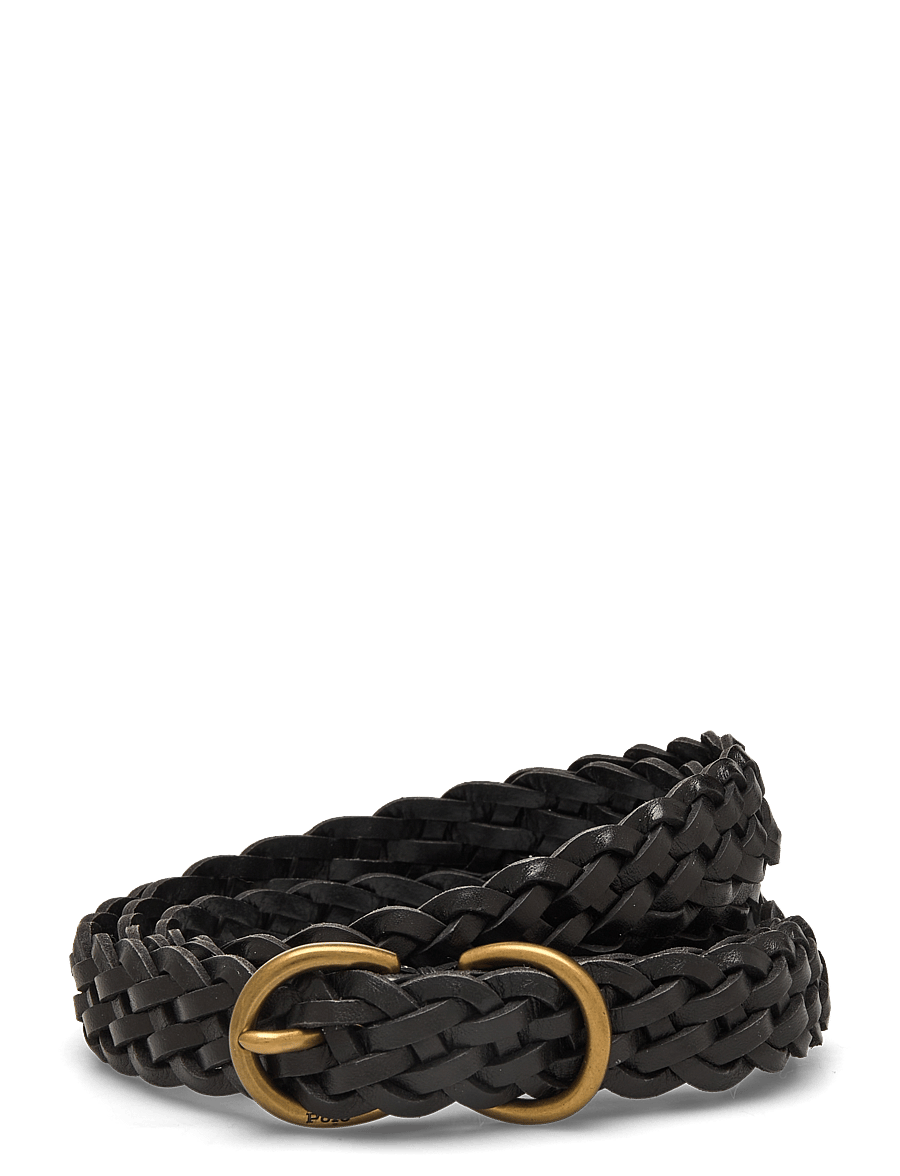Polo Ralph Lauren - Braided Vachetta Leather Skinny Belt - black - 0