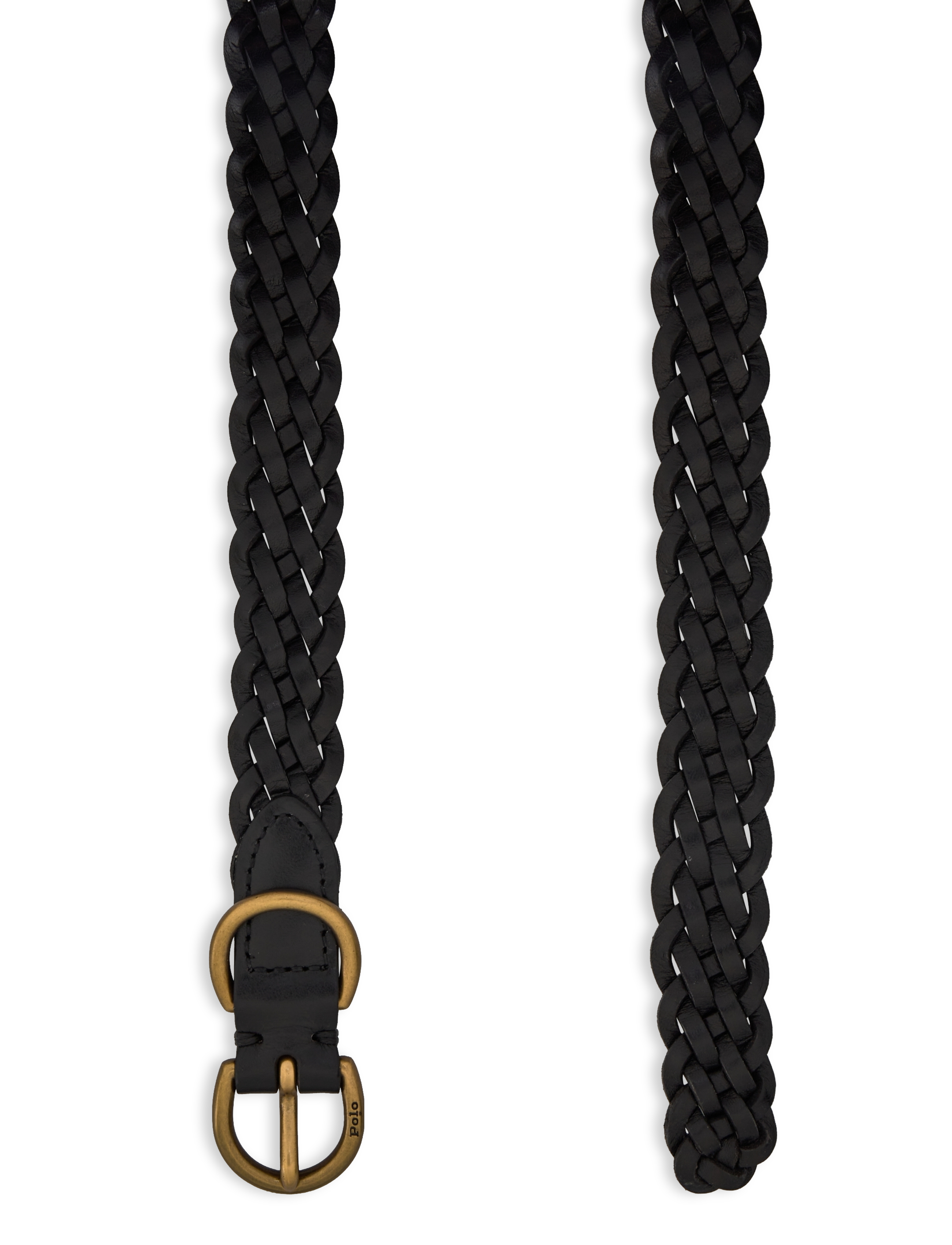 Polo Ralph Lauren - Braided Vachetta Leather Skinny Belt - black - 1