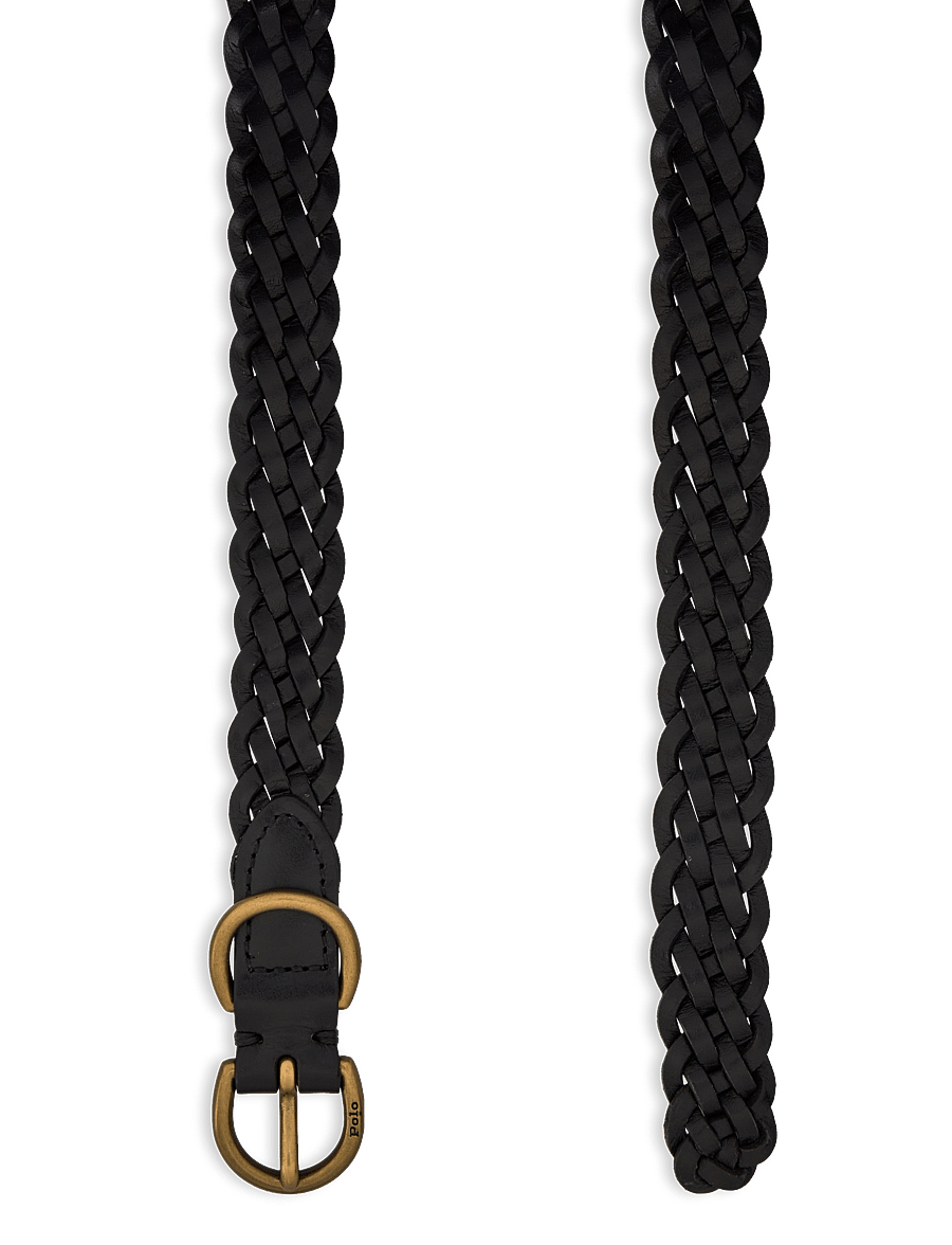 Polo Ralph Lauren - Braided Vachetta Leather Skinny Belt - black - 1