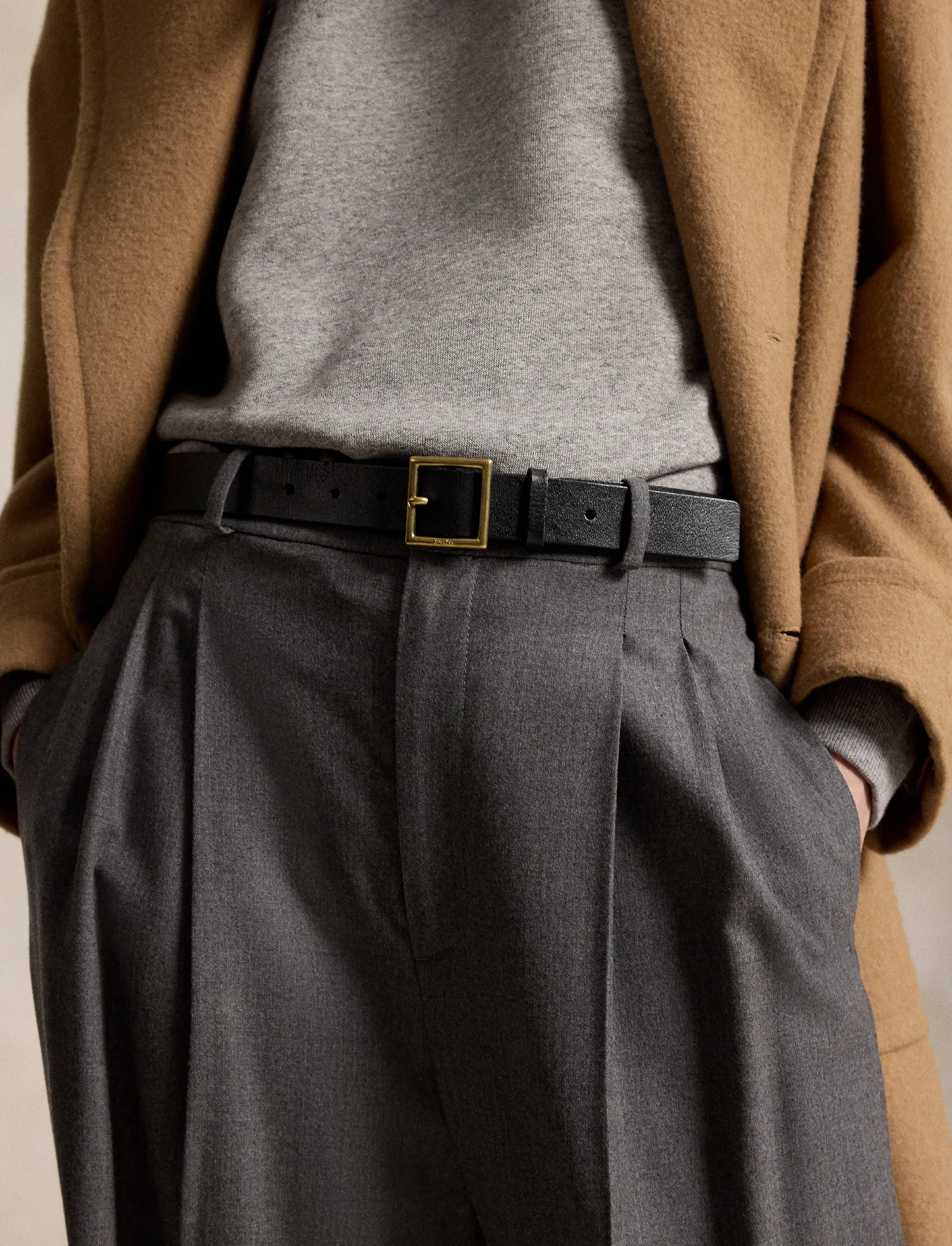 Square-Buckle Leather Belt