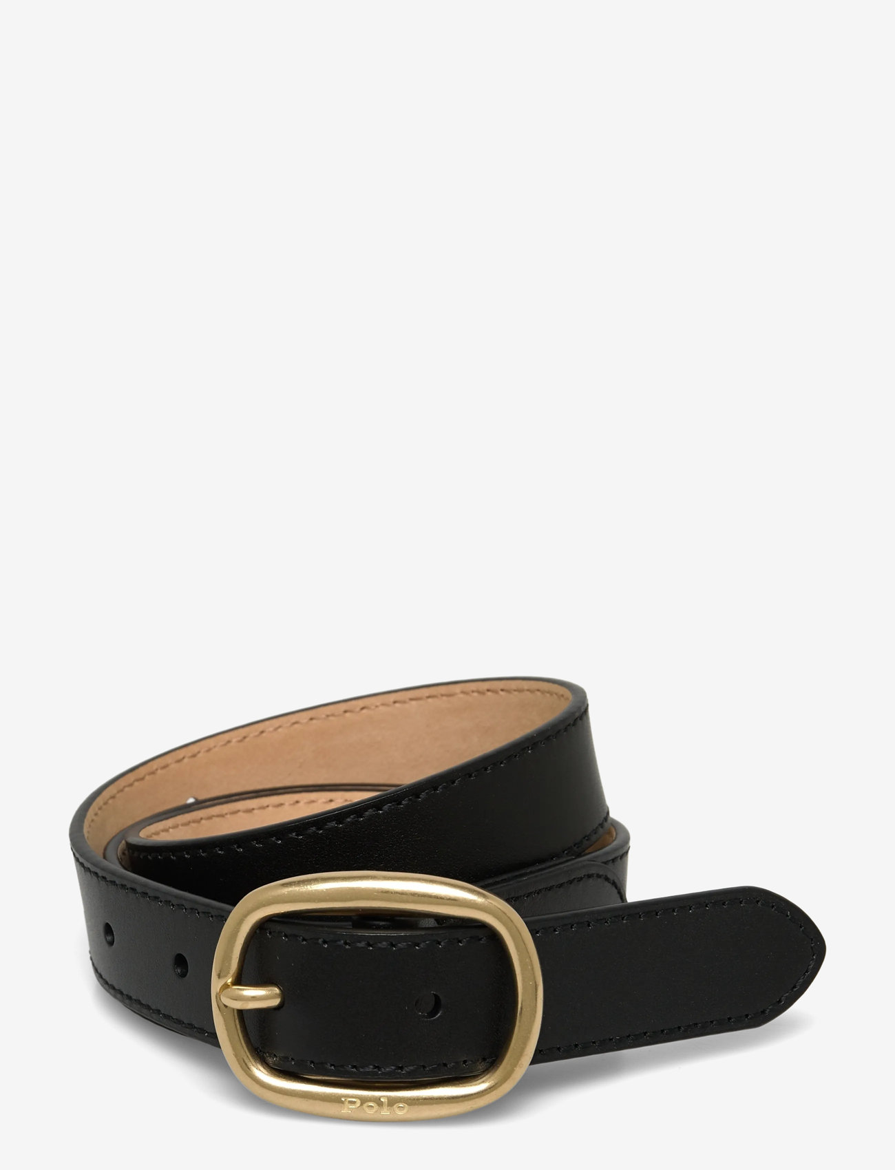 Polo Ralph Lauren - Oval-Buckle Skinny Leather Belt - igapäevased vööd - black - 0