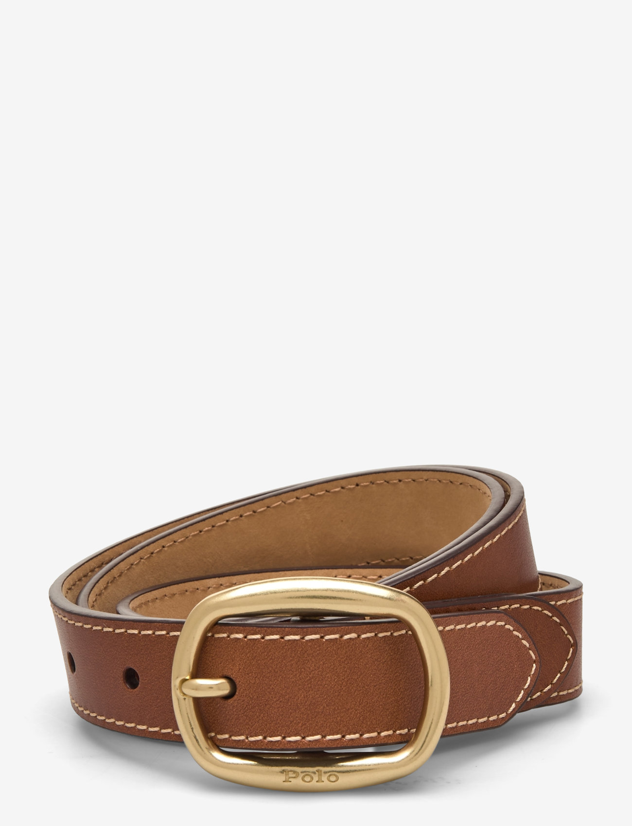 Polo Ralph Lauren - Oval-Buckle Skinny Leather Belt - casual bælter - cuoio - 0