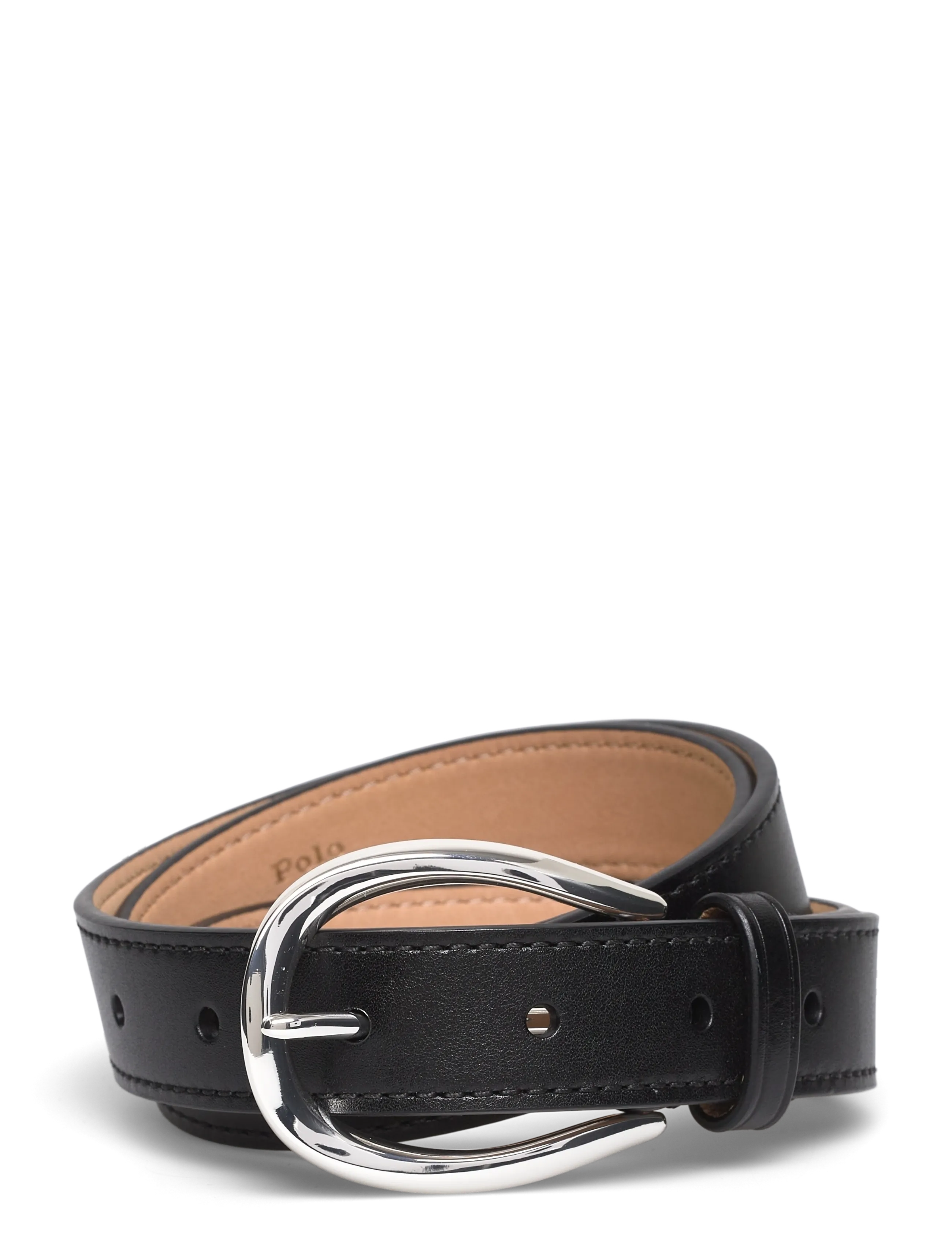 Stirrup-Buckle Leather Belt - BLACK