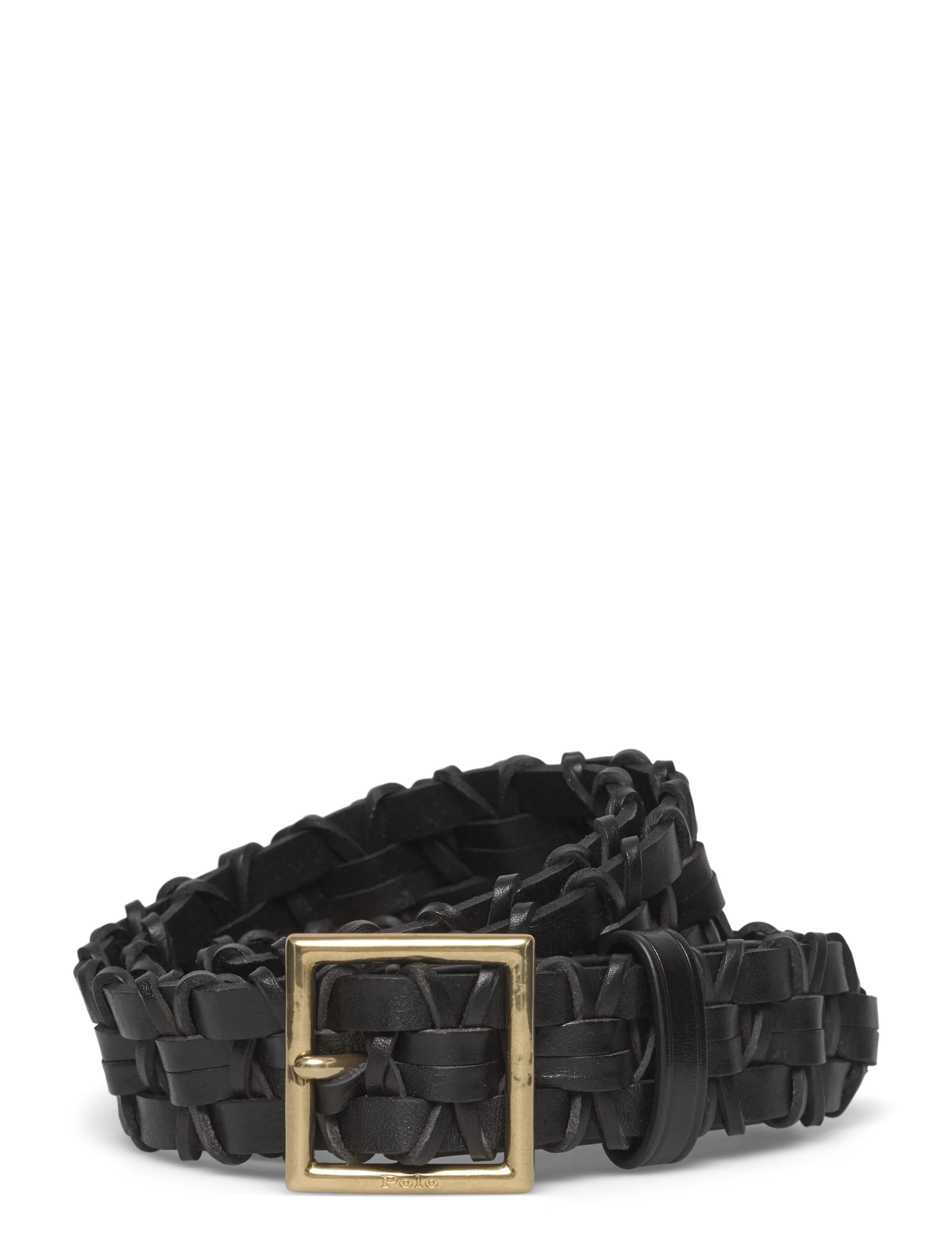 Polo Ralph Lauren Basketweave Leather Belt - Polo Ralph Lauren - BLACK / black