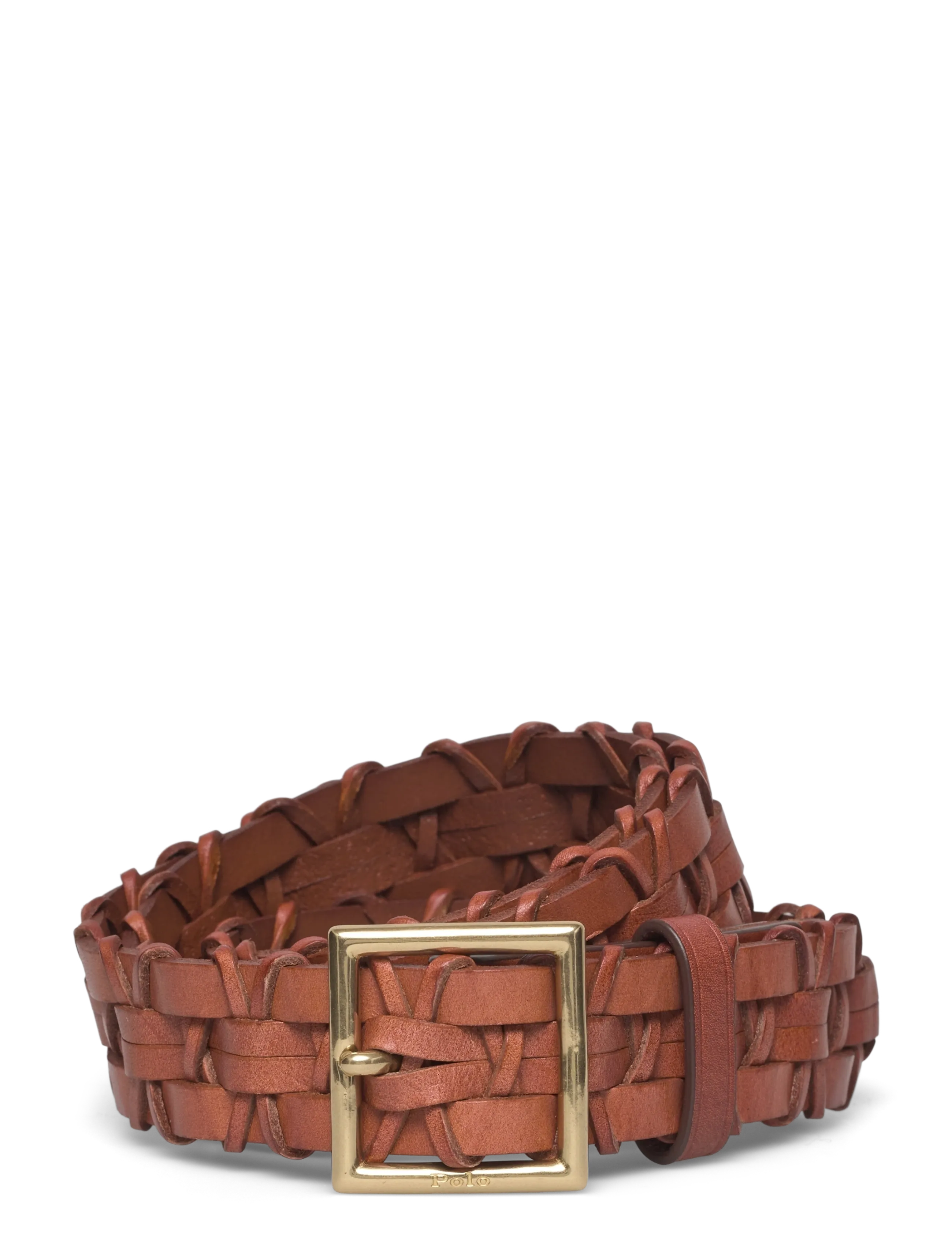Polo Ralph Lauren Basketweave Leather Belt - Ādas jostas - CUOIO / brown