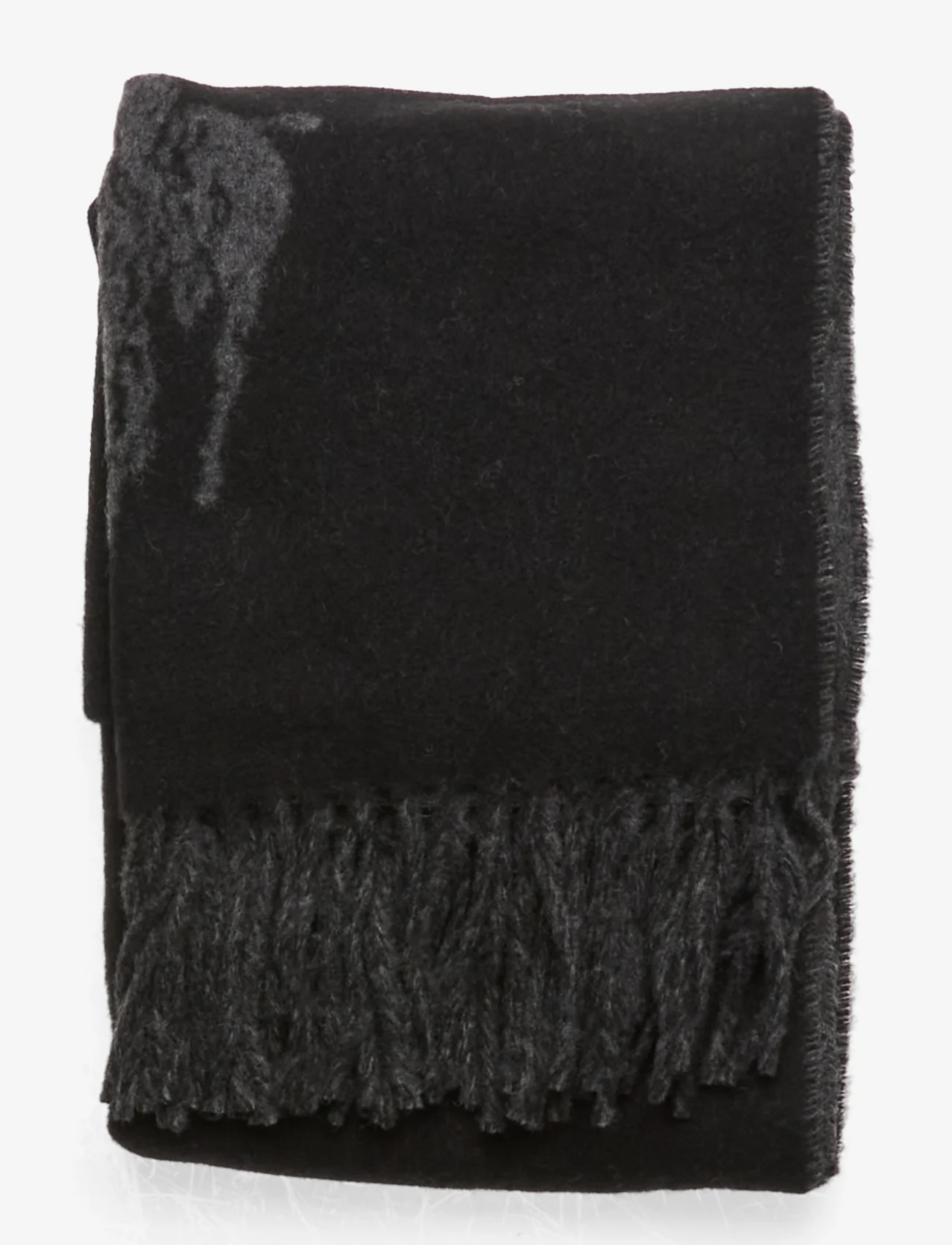 Polo Ralph Lauren - Big Pony Fringe Wool-Blend Scarf - talvesallid - black/charcoal - 1