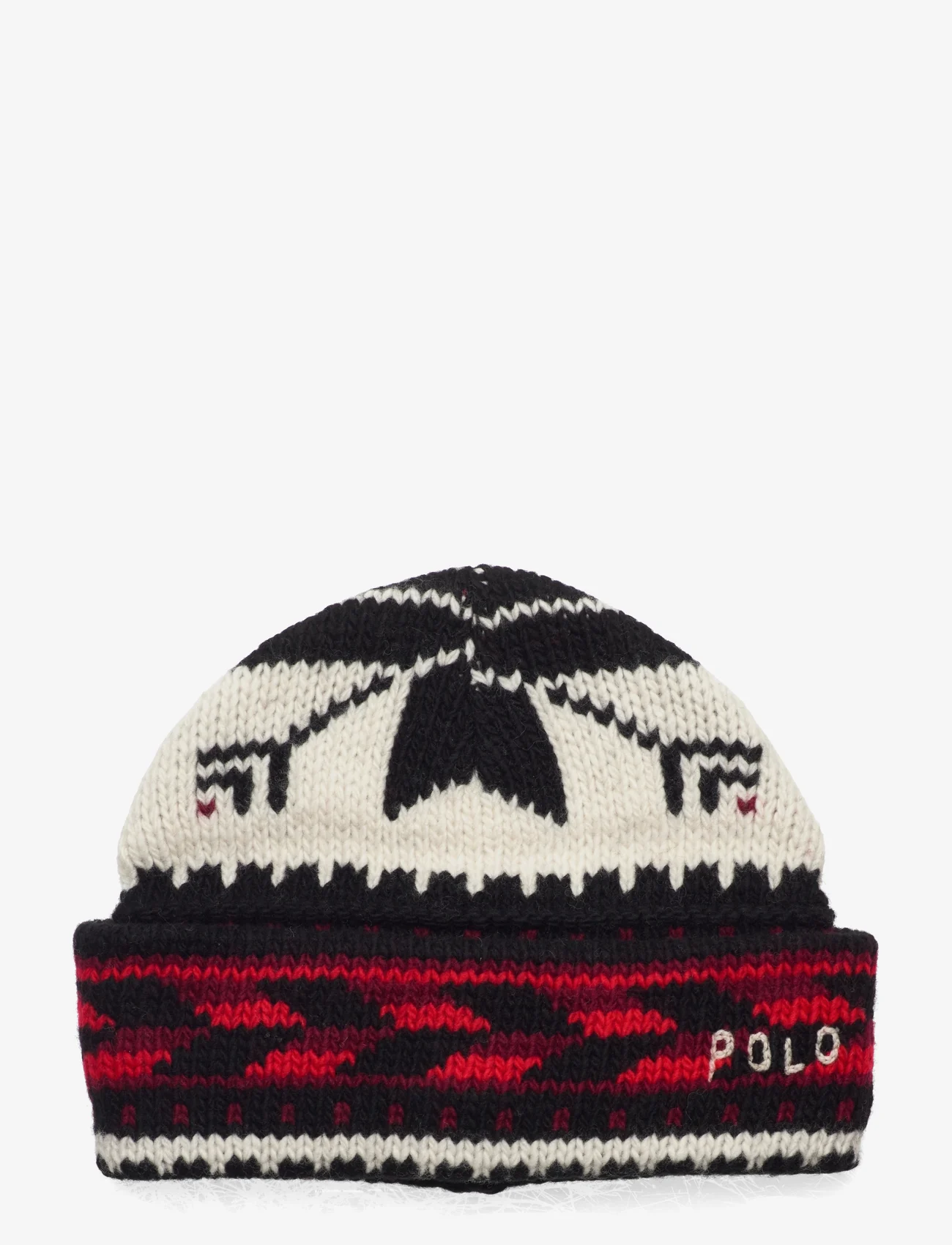 Polo Ralph Lauren - WOOL BLEND-SNOWFLAKE HAT - adītas cepures - black/cream - 0