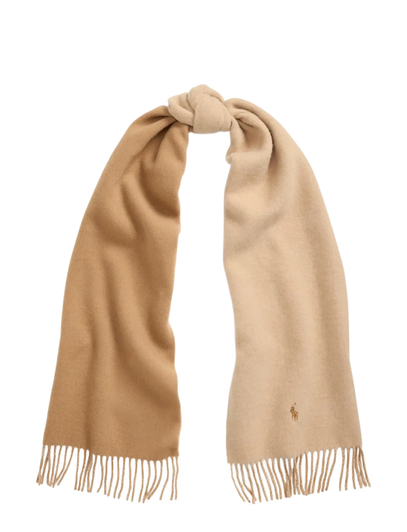 Fringe-Trim Wool Scarf - CAMEL TONAL