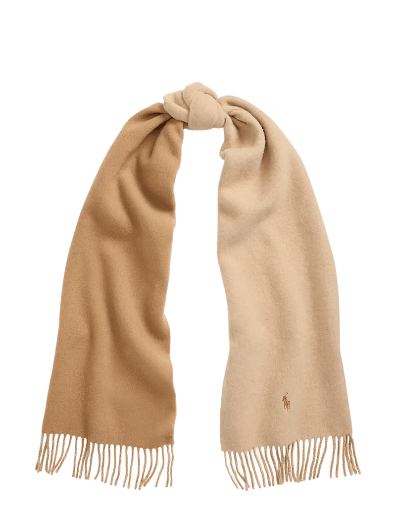 Polo Ralph Lauren - Fringe-Trim Wool Scarf - hversdagsleg tíska - camel tonal - 0