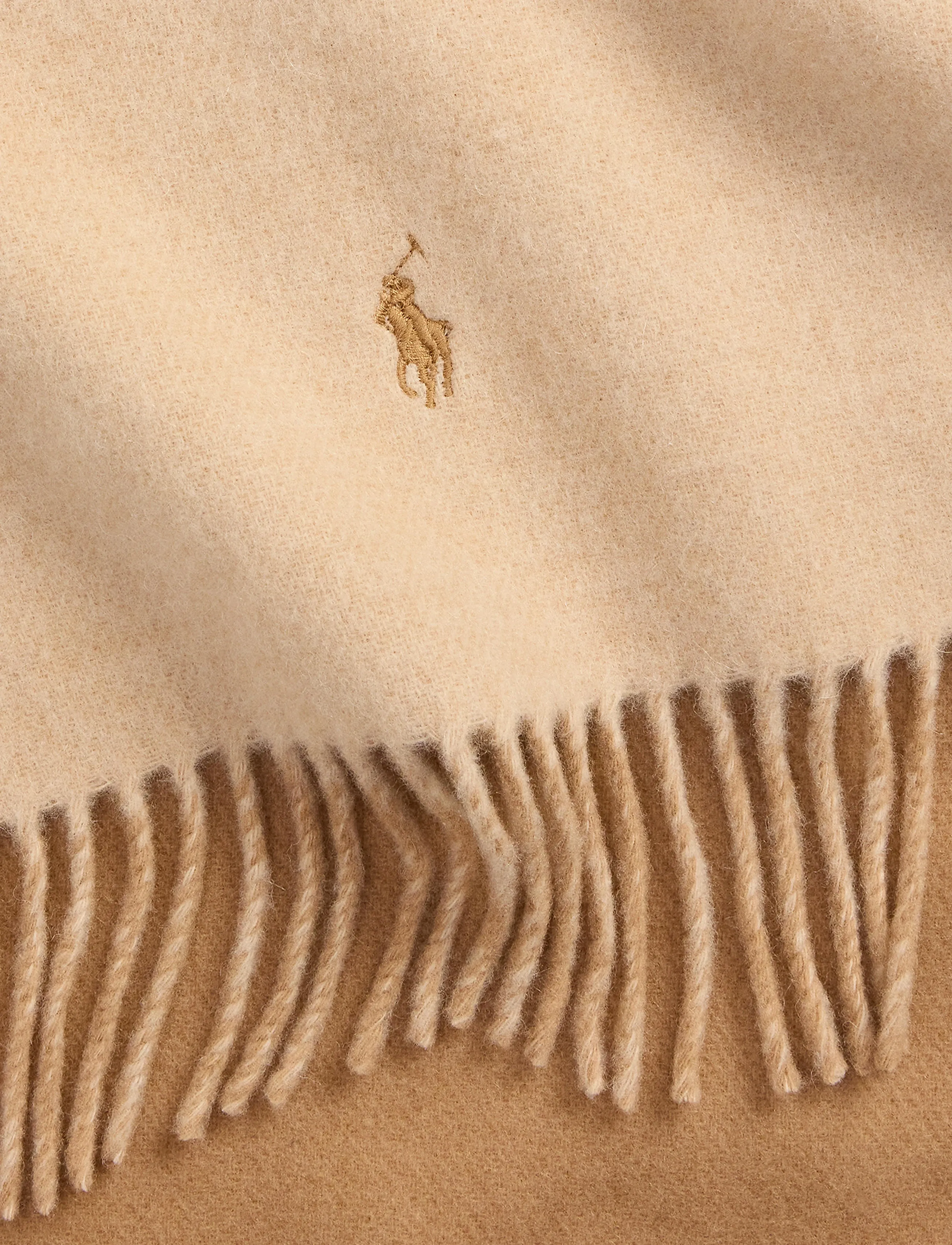 Polo Ralph Lauren - Fringe-Trim Wool Scarf - camel tonal - 2