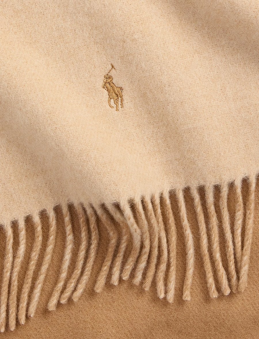 Polo Ralph Lauren - Fringe-Trim Wool Scarf - camel tonal - 2