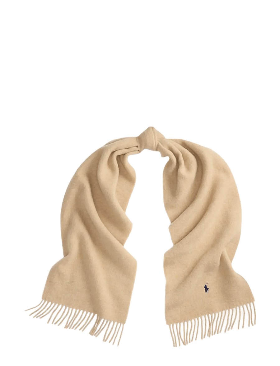 Polo Ralph Lauren - Fringe-Trim Wool Scarf - everyday style - beige - 0