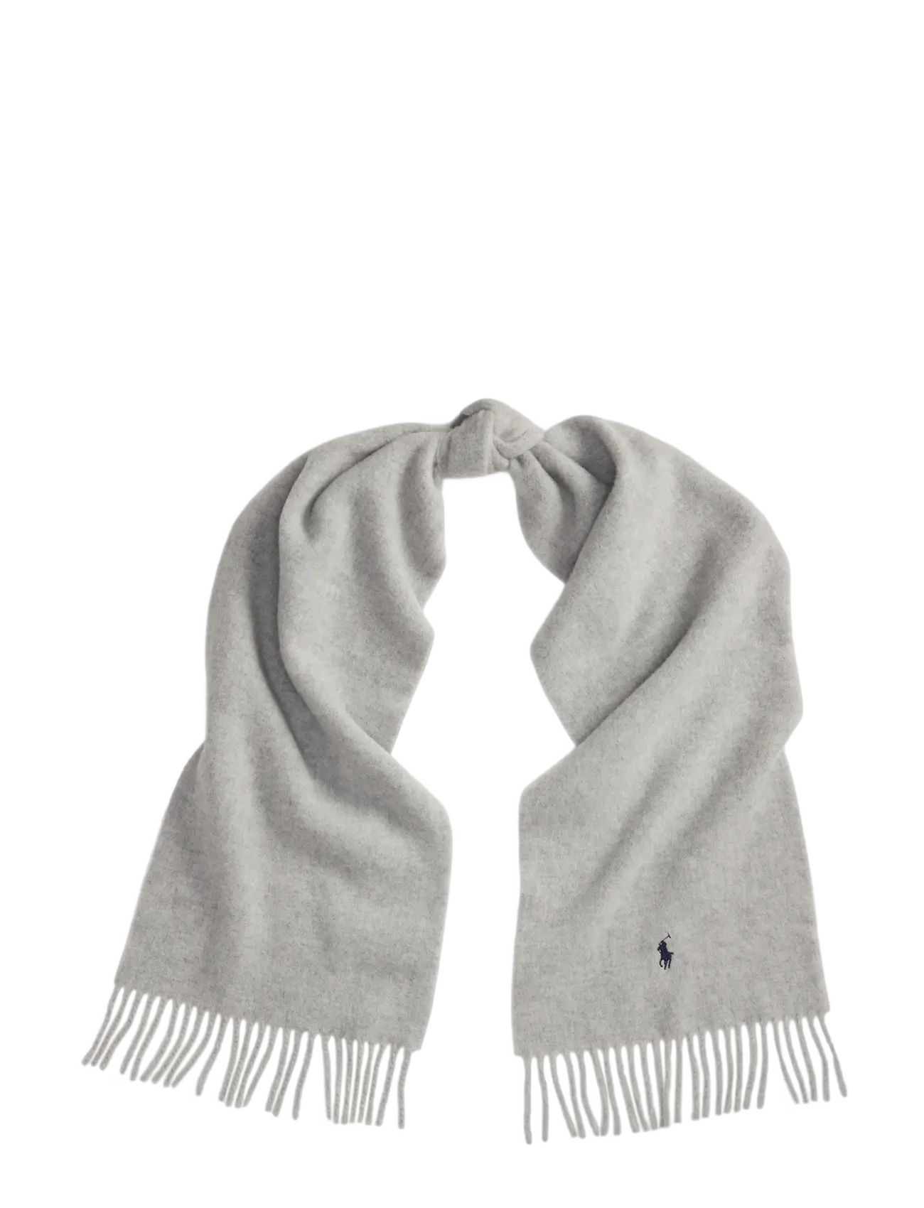 Fringe-Trim Wool Scarf - GREY