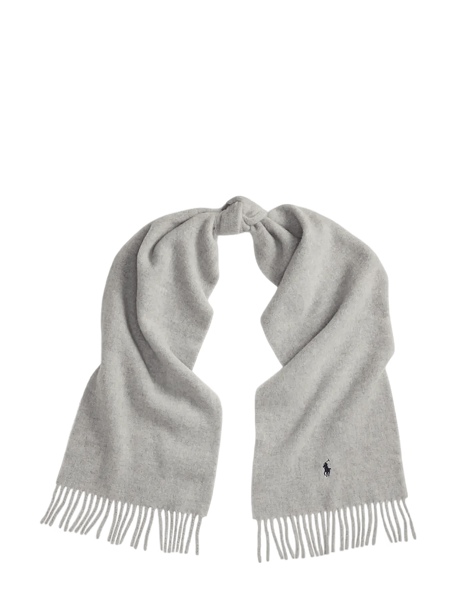 Polo Ralph Lauren - Fringe-Trim Wool Scarf - hverdags stil - grey - 0