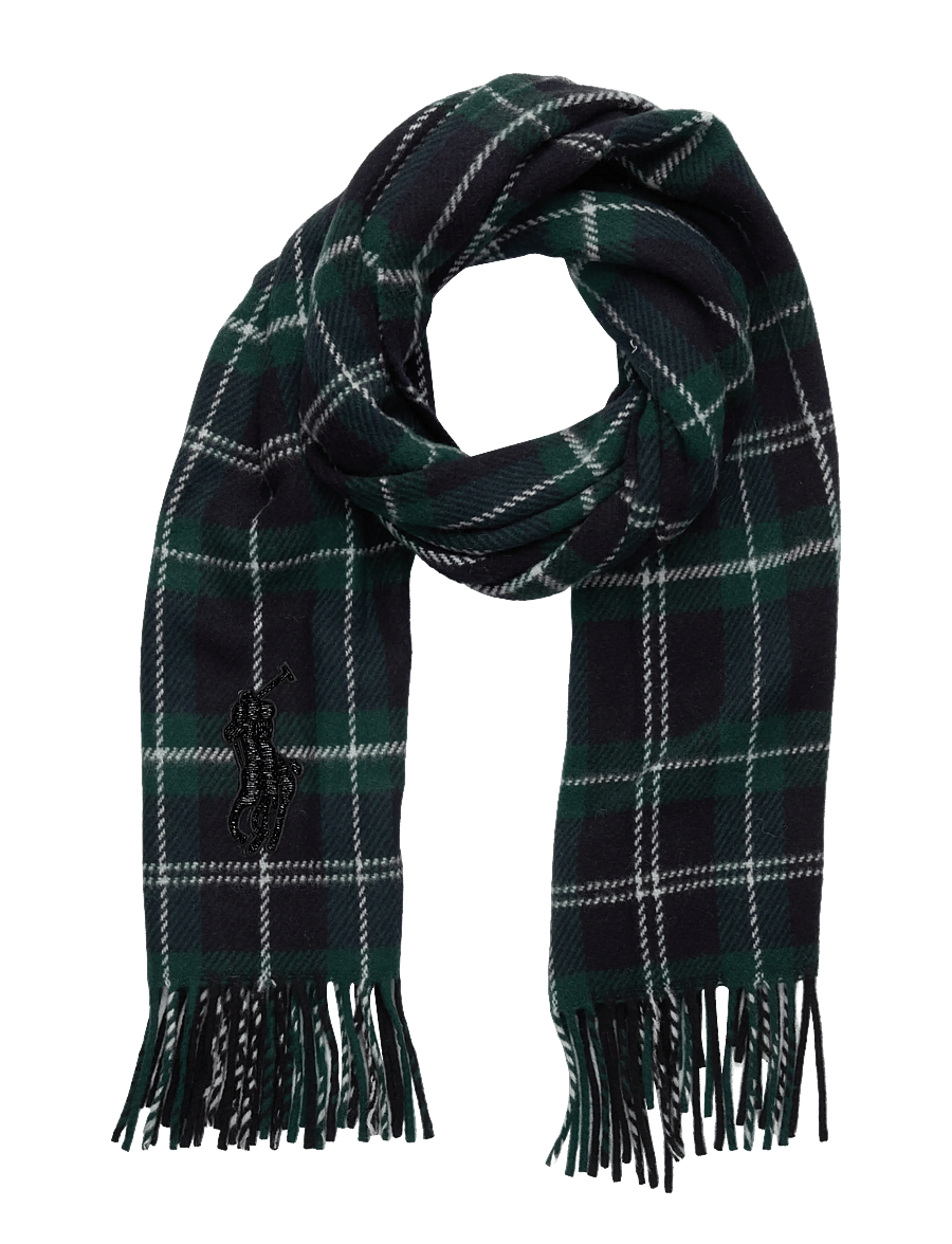 Polo Ralph Lauren - Beaded Big Pony Plaid Wool Scarf - igapäevane stiil - navy - 0