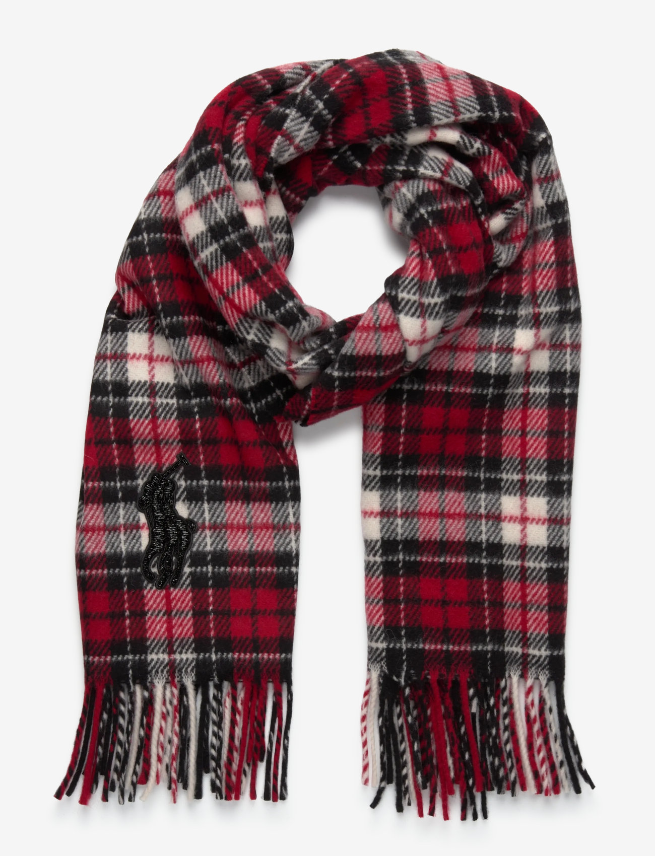 Polo Ralph Lauren - Beaded Big Pony Plaid Wool Scarf - igapäevane stiil - red - 0