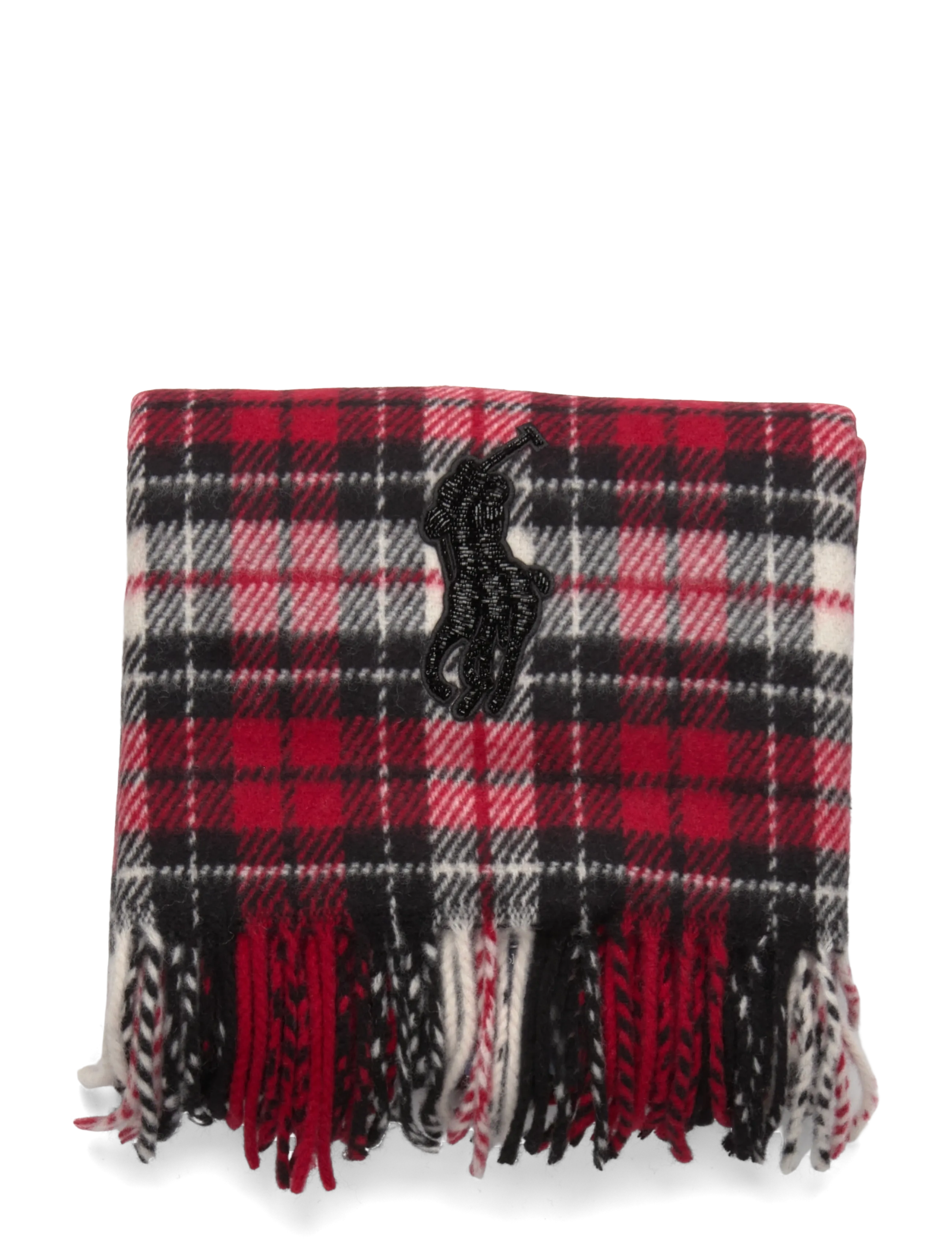 Polo Ralph Lauren - Beaded Big Pony Plaid Wool Scarf - alltags-style - red - 1