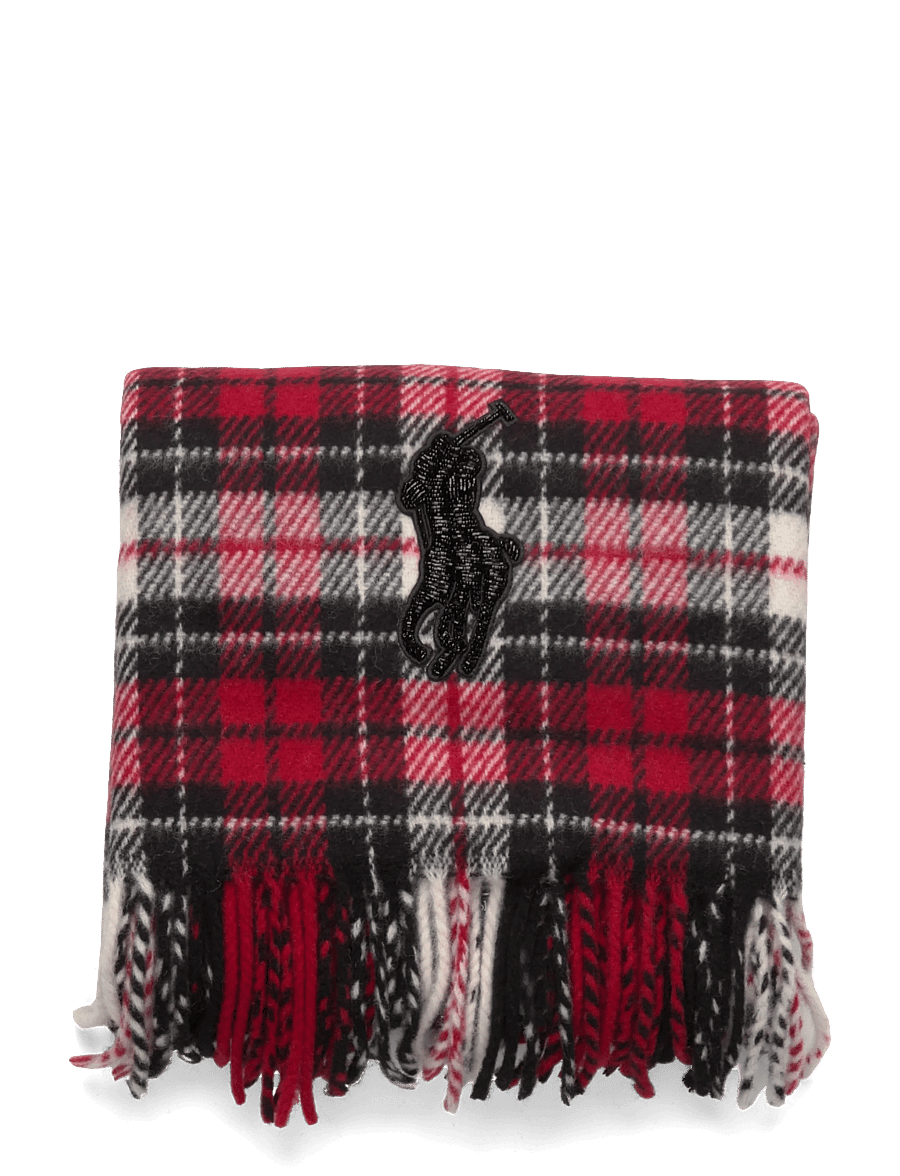 Polo Ralph Lauren - Beaded Big Pony Plaid Wool Scarf - alltags-style - red - 1