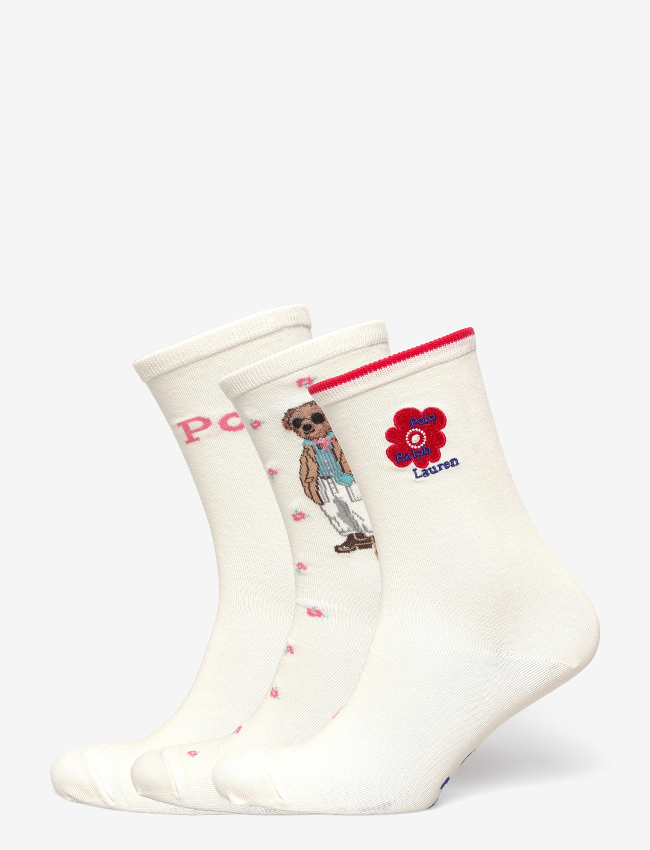Polo Ralph Lauren - Polo Bear & Floral Crew 3-Sock Gift Set - almindelige strømper - ivory - 0