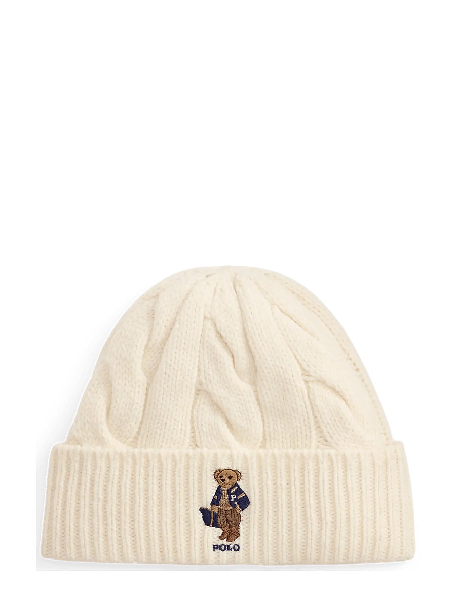 Polo Ralph Lauren - Polo Bear Cable Wool-Blend Beanie - mützen - cream - 0