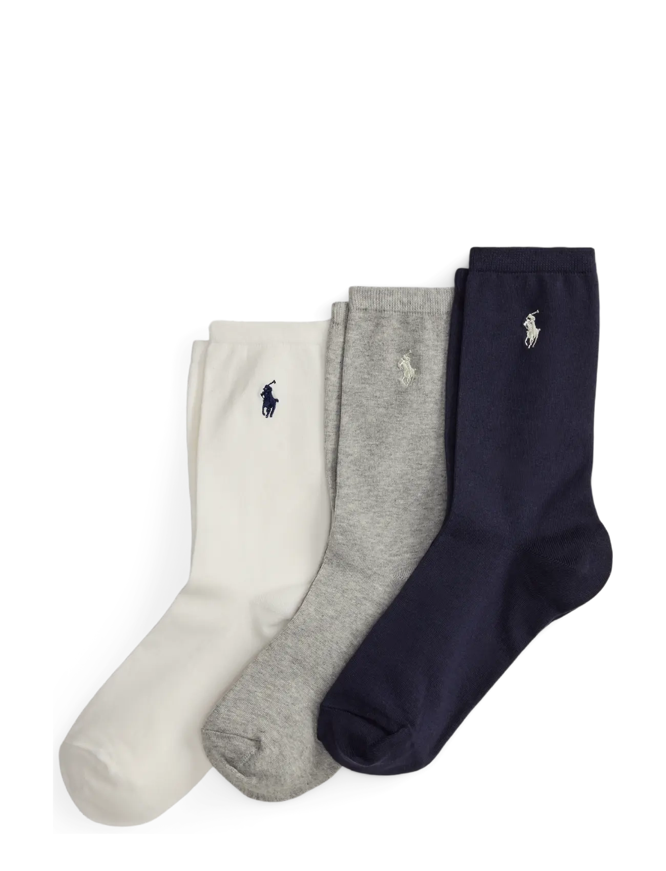 Polo Ralph Lauren Embroidered Pony Crew Sock 3-Pack, 38-42, White, Sokker > Almindelige Sokker, Dame