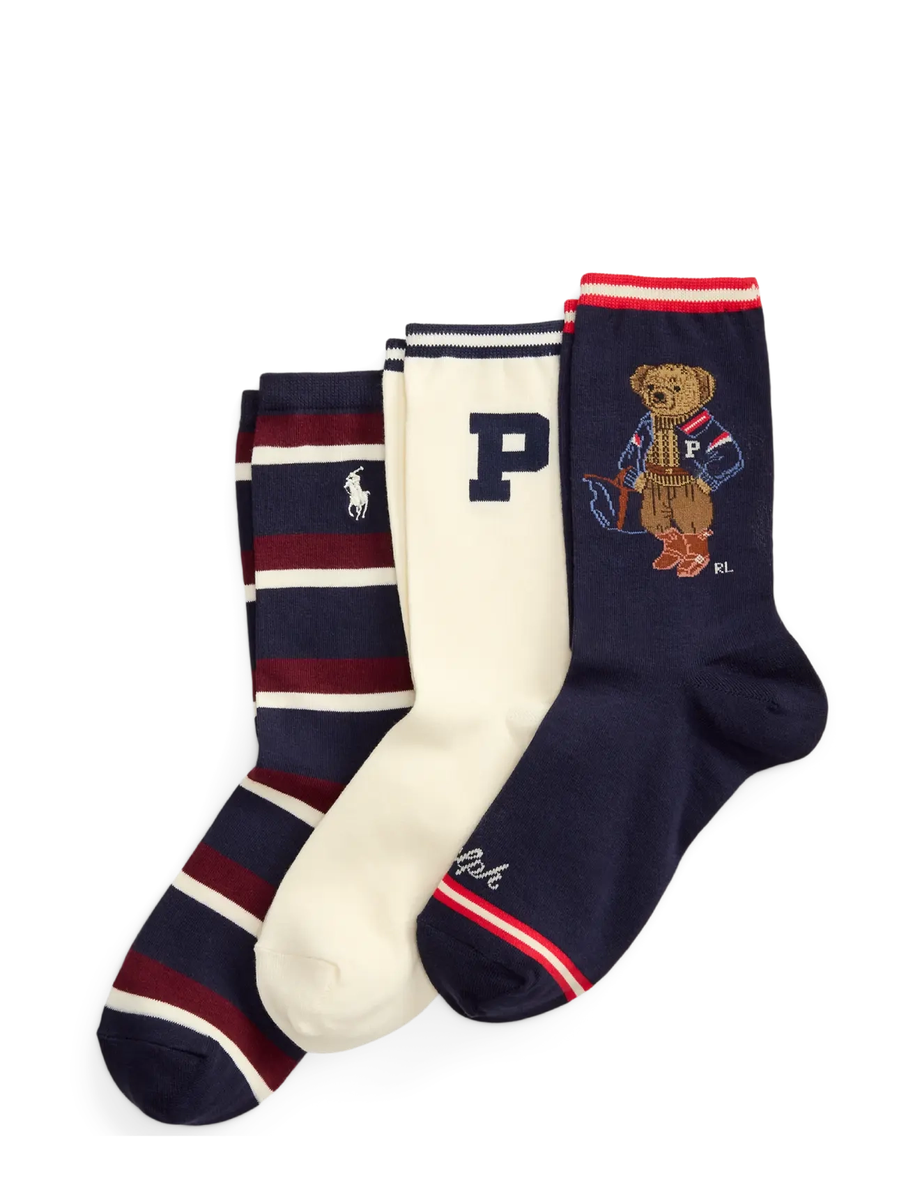 Polo Ralph Lauren Polo Bear Striped Sock 3-Pack - Ralph Lauren - NAVY / navy