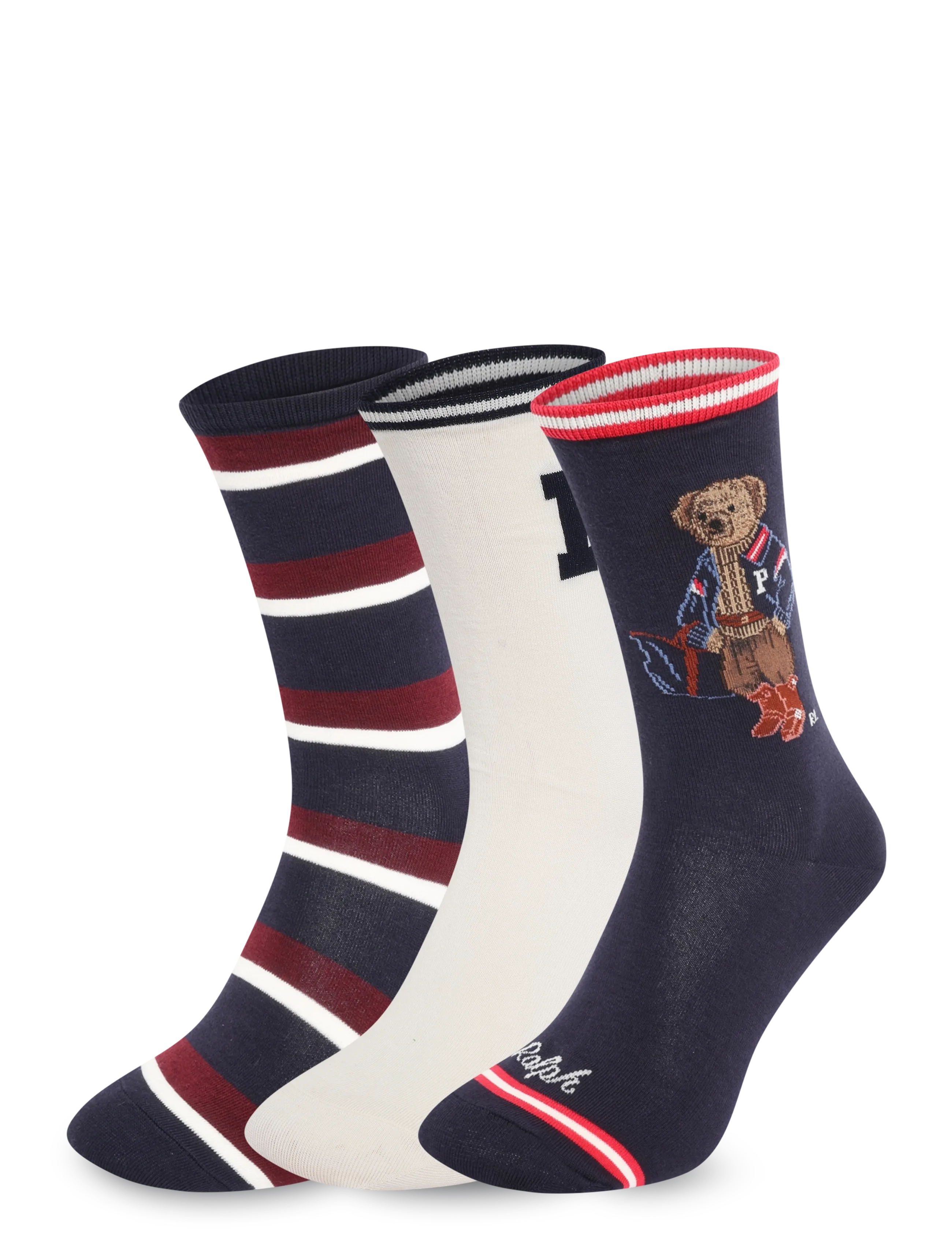 Polo Ralph Lauren Polo Bear Striped Sock 3-Pack - Underkläder - NAVY / navy