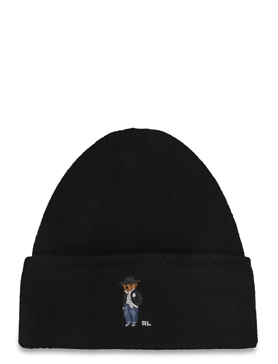 Polo Ralph Lauren - WOOL-HOLIDAY BEAR-HAT - kootud mütsid - black - 0