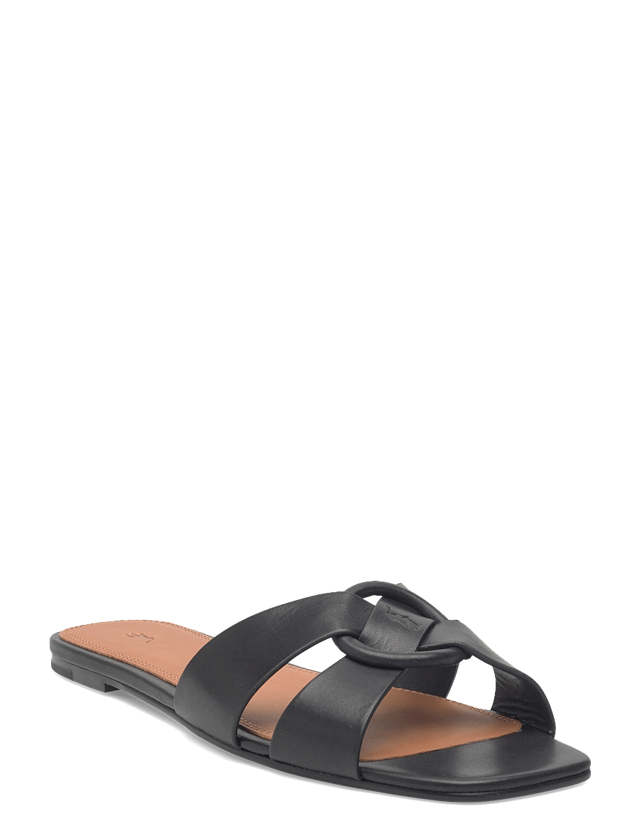 Polo Ralph Lauren - Leather O-Ring Sandal - flache sandalen - black - 0