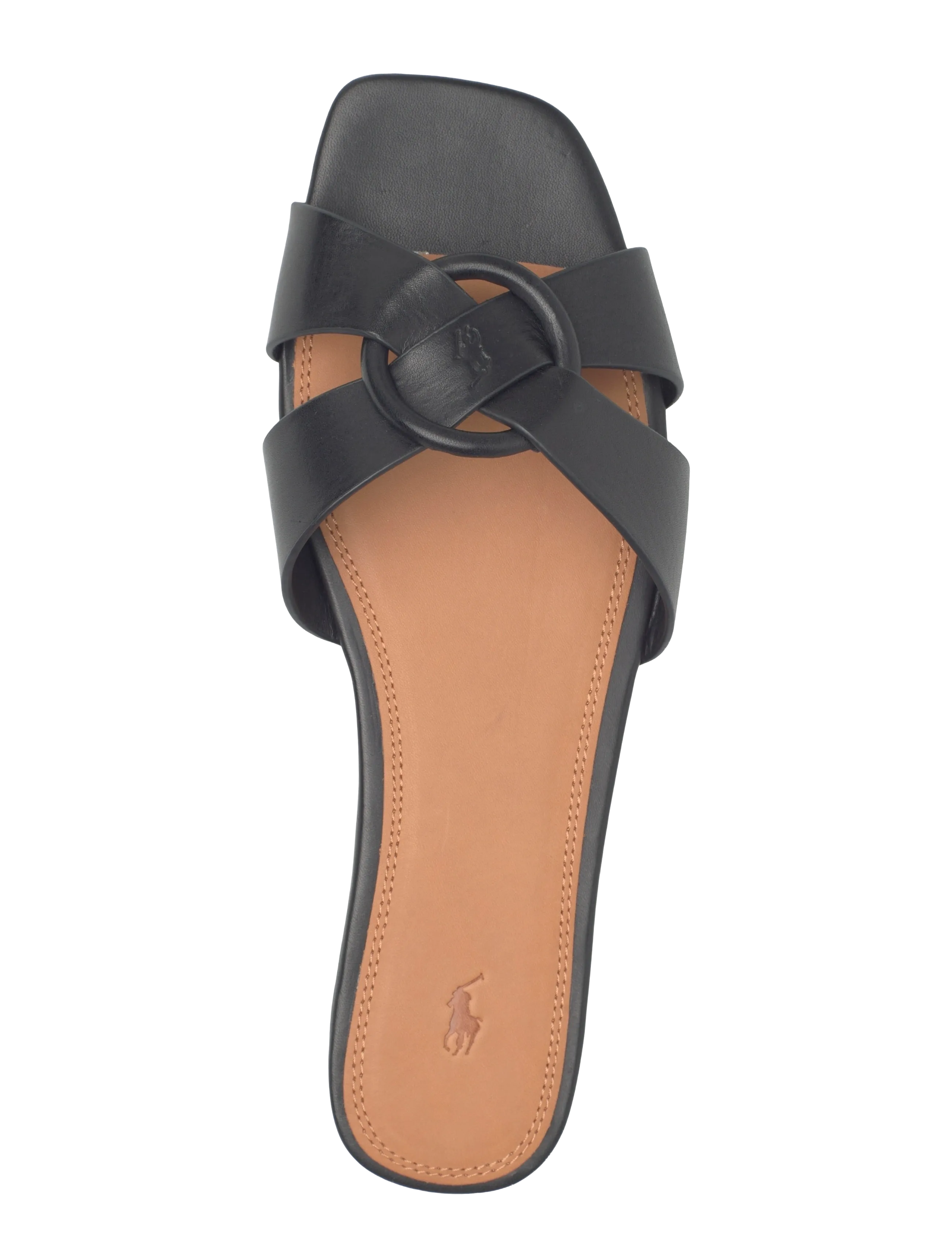 Polo Ralph Lauren - Leather O-Ring Sandal - sandales plates - black - 3