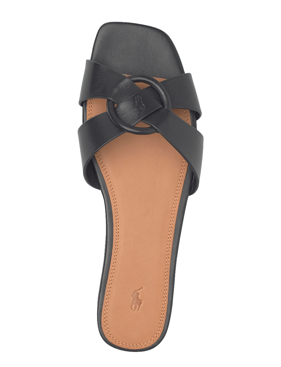 Polo Ralph Lauren - Leather O-Ring Sandal - flache sandalen - black - 3