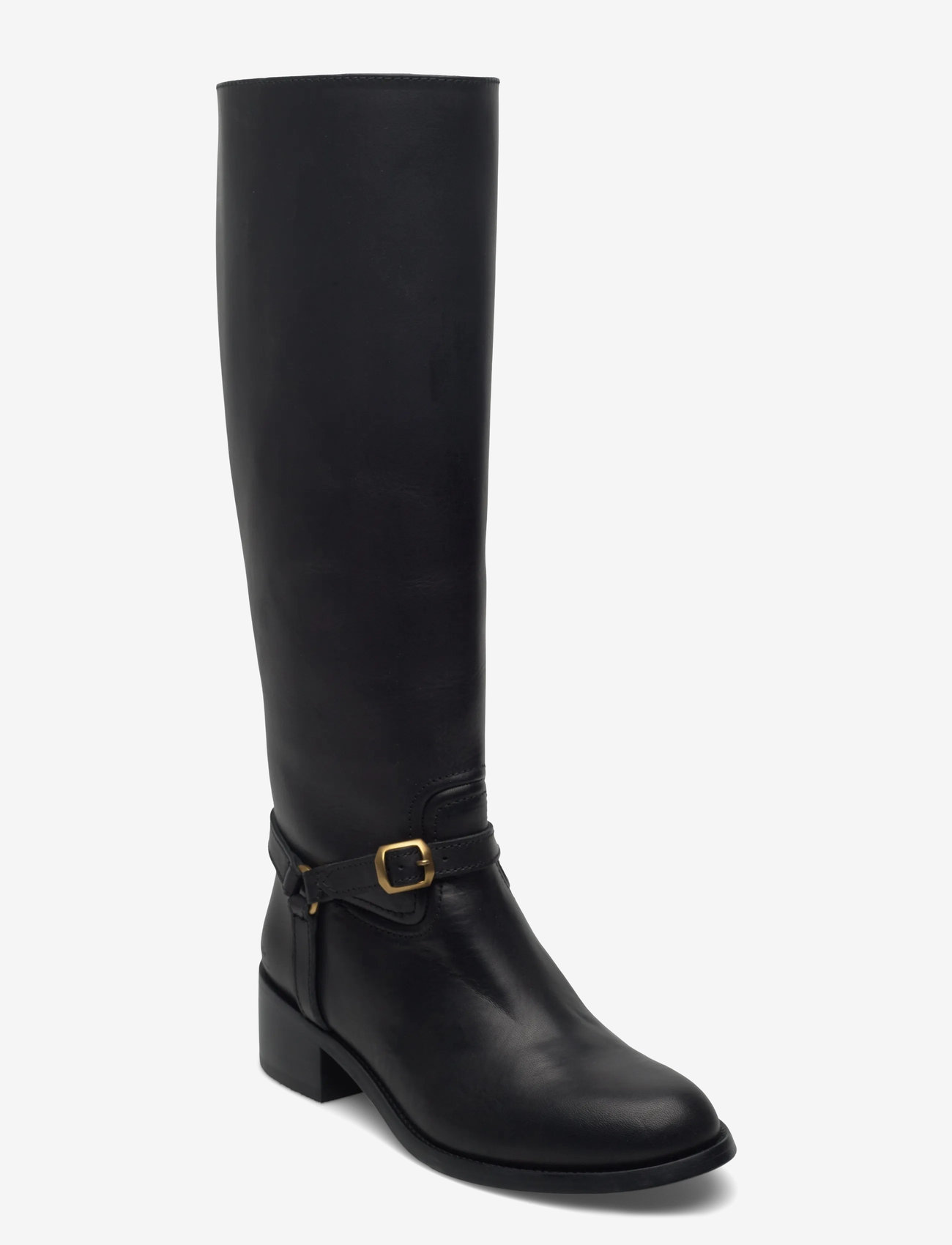 Polo Ralph Lauren - Harness Burnished Leather Riding Boot - knähöga stövlar - black - 0