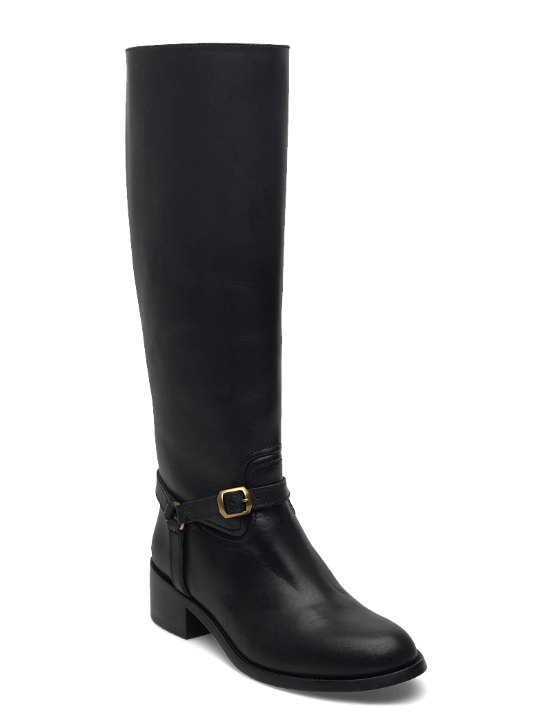 Polo Ralph Lauren - Harness Burnished Leather Riding Boot - knähöga stövlar - black - 0