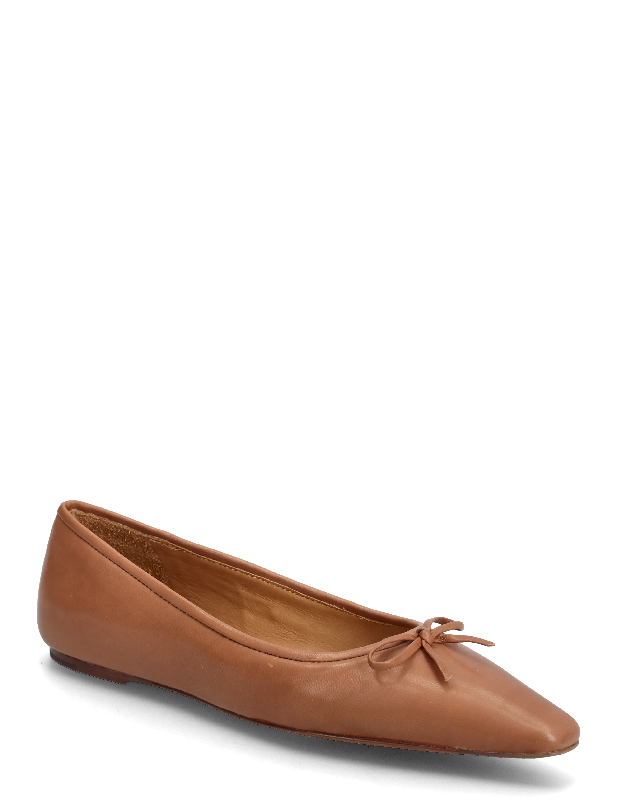 Pointed Leather Ballet Flat - ALMOND