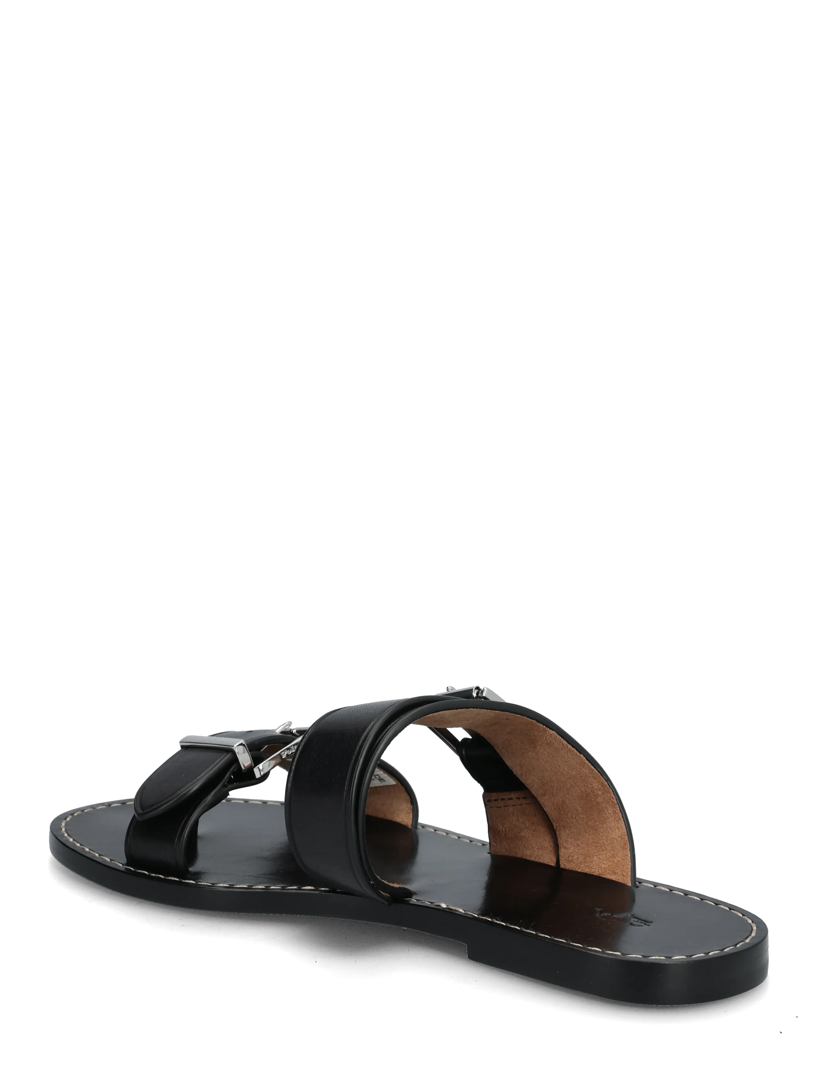 Polo Ralph Lauren - Buckle-Detail Leather Slide Sandal - flade sandaler - black - 2