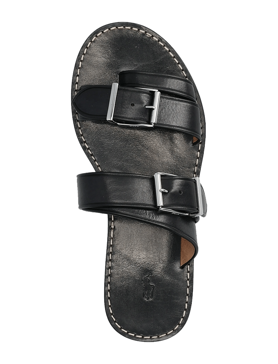 Polo Ralph Lauren - Buckle-Detail Leather Slide Sandal - madalad sandaalid - black - 3