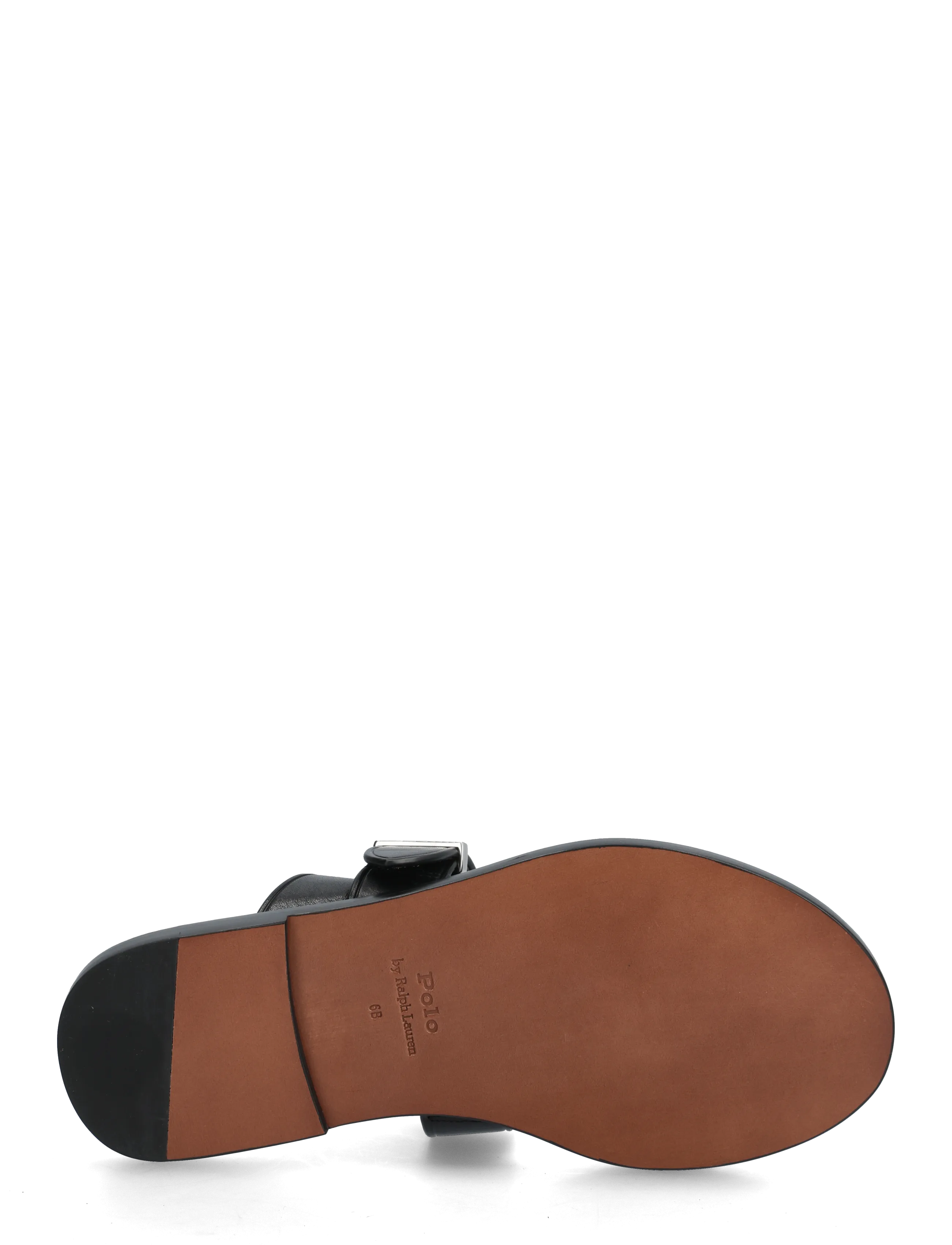 Polo Ralph Lauren - Buckle-Detail Leather Slide Sandal - flade sandaler - black - 4