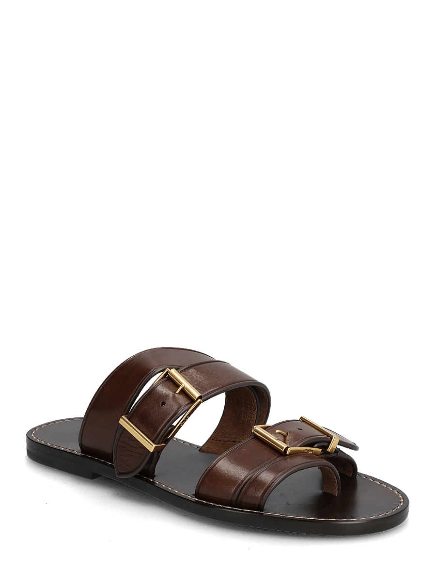 Polo Ralph Lauren - Buckle-Detail Leather Slide Sandal - madalad sandaalid - mocha - 0