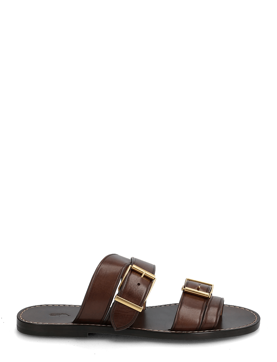 Polo Ralph Lauren - Buckle-Detail Leather Slide Sandal - madalad sandaalid - mocha - 1
